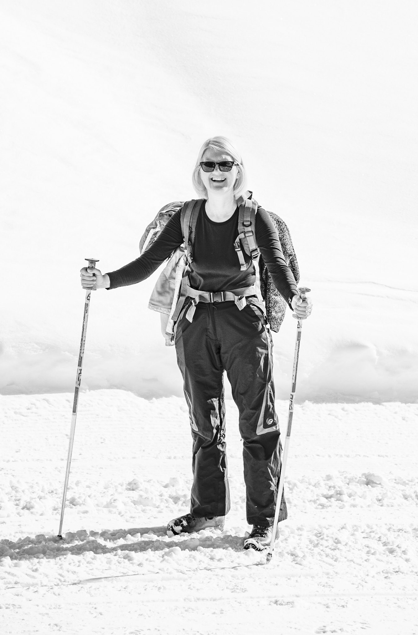 Annie walking in the French Alps, February 2019