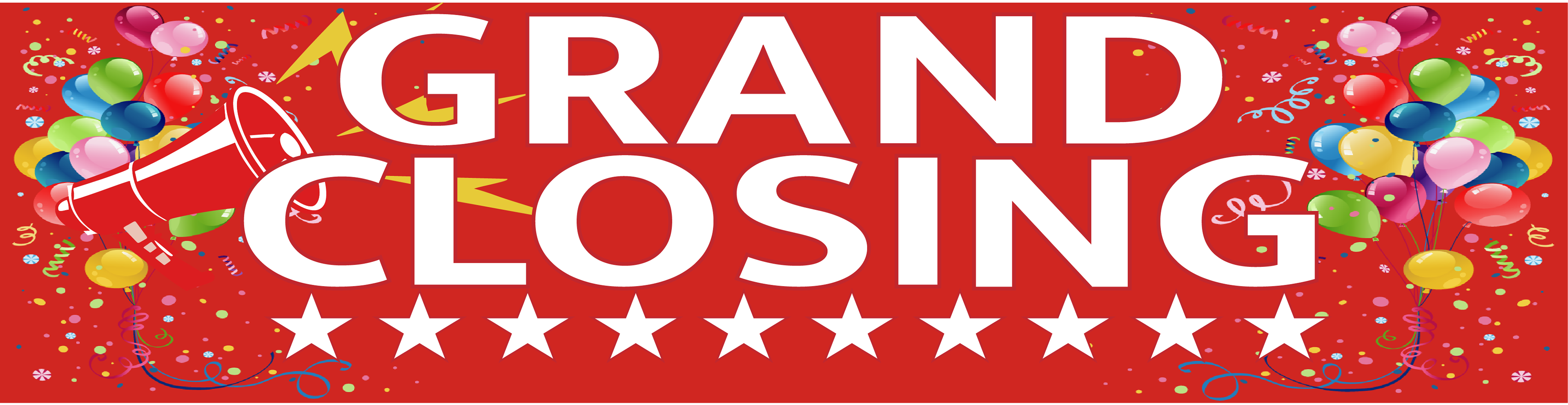 Grand Closing Sticker ( A play on Grand Opening)
