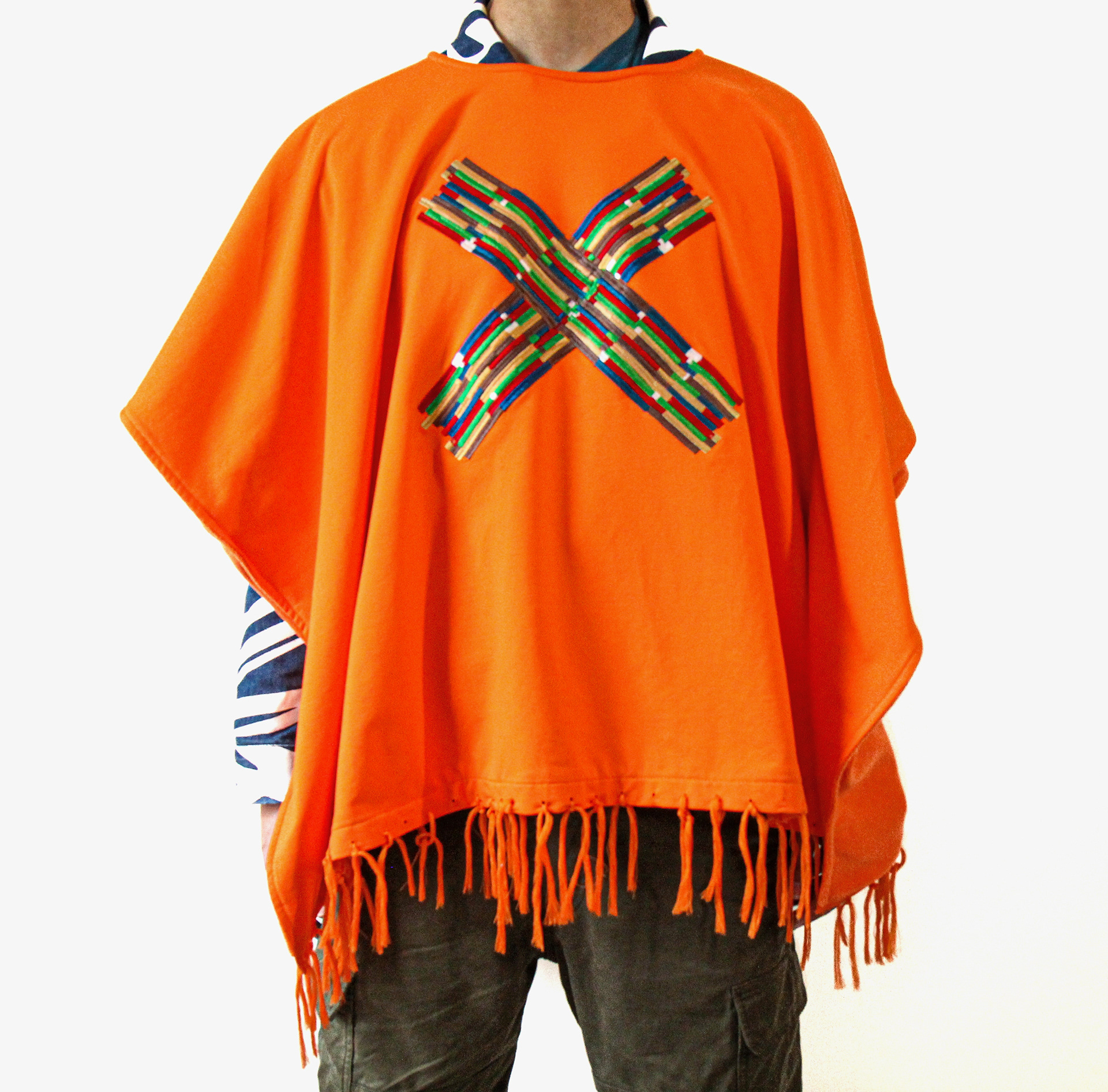 Cut and sew poncho with a sherpa lining