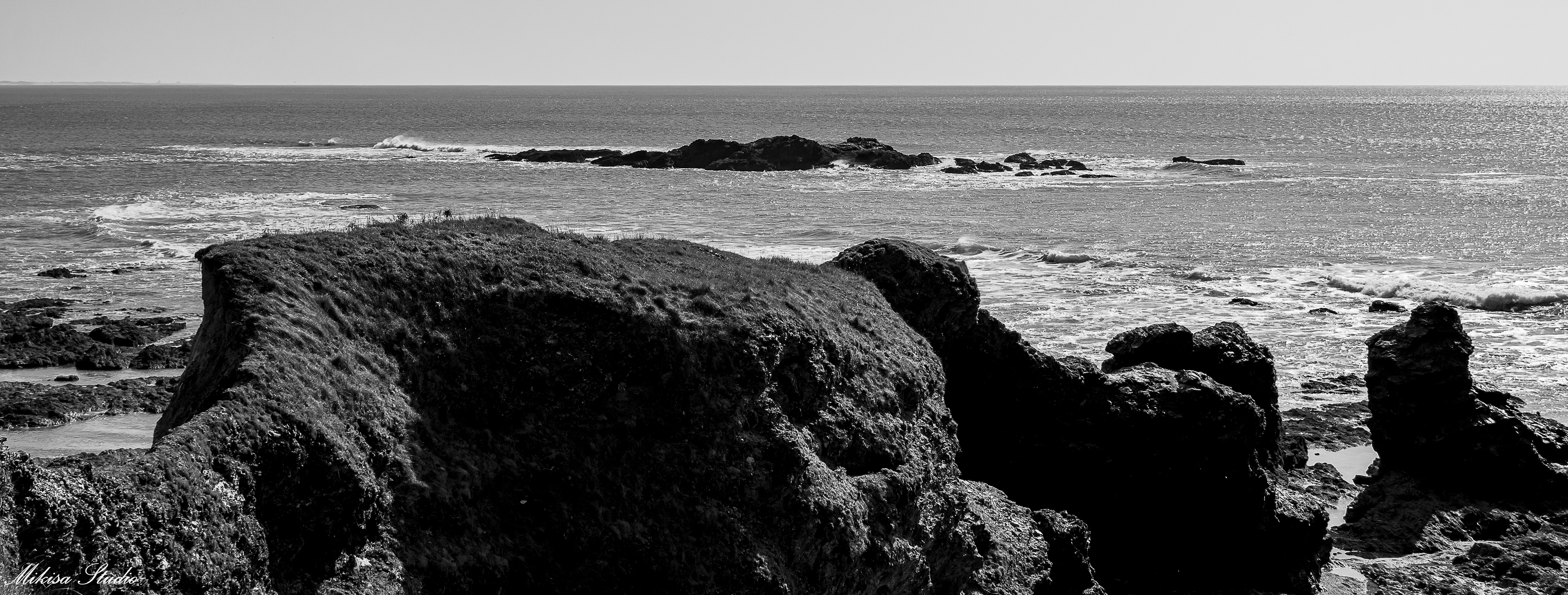 Photo noir et blanc de la baie du pilours de Saint Gilles Croix de Vie, Vendée France, photo 40