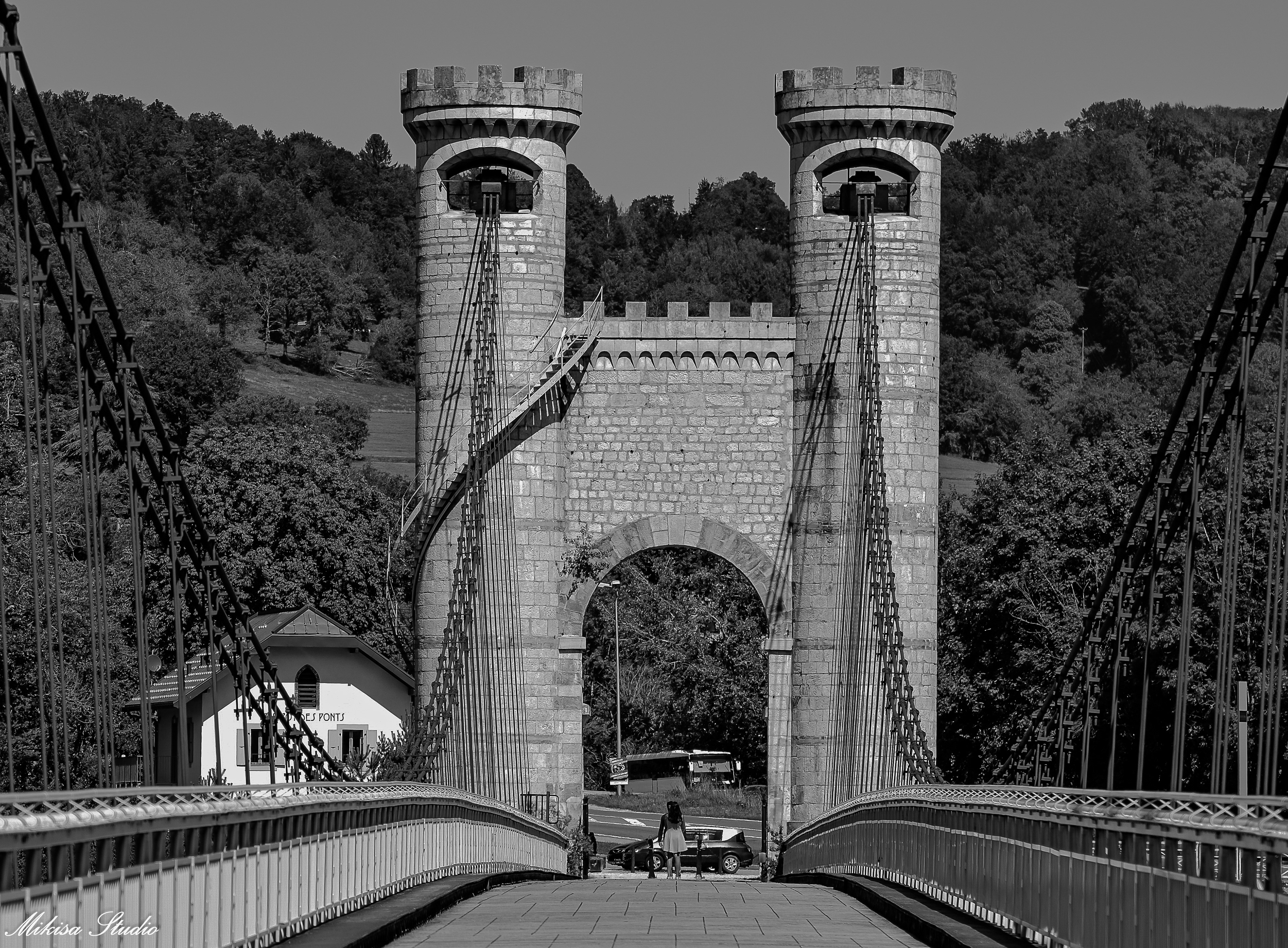 Pont Charles-Albert, couramment appelé pont de la Caille, sinauguré en 1839, Haute-Savoie en région Auvergne-Rhône-Alpe, photo noir et blanc 136