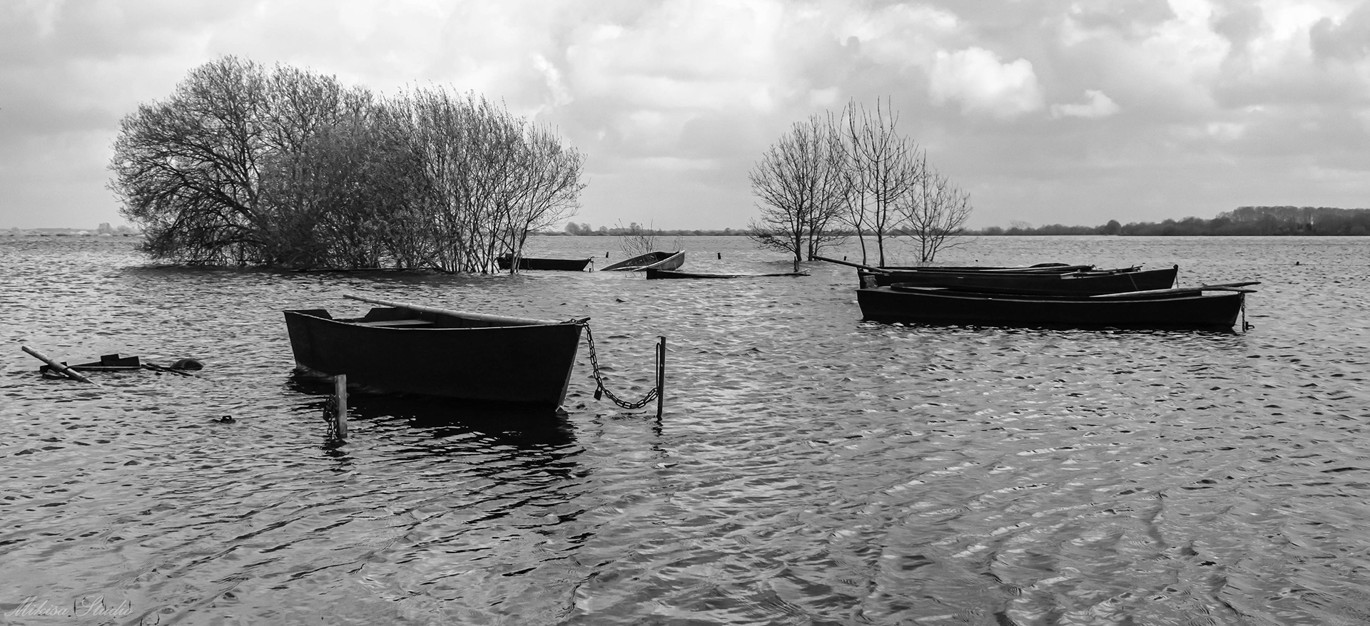 Petit port de pêche de Sainte Lumine en hiver, petites barques de pêcheur, Lac de Grand Lieu, photo 27