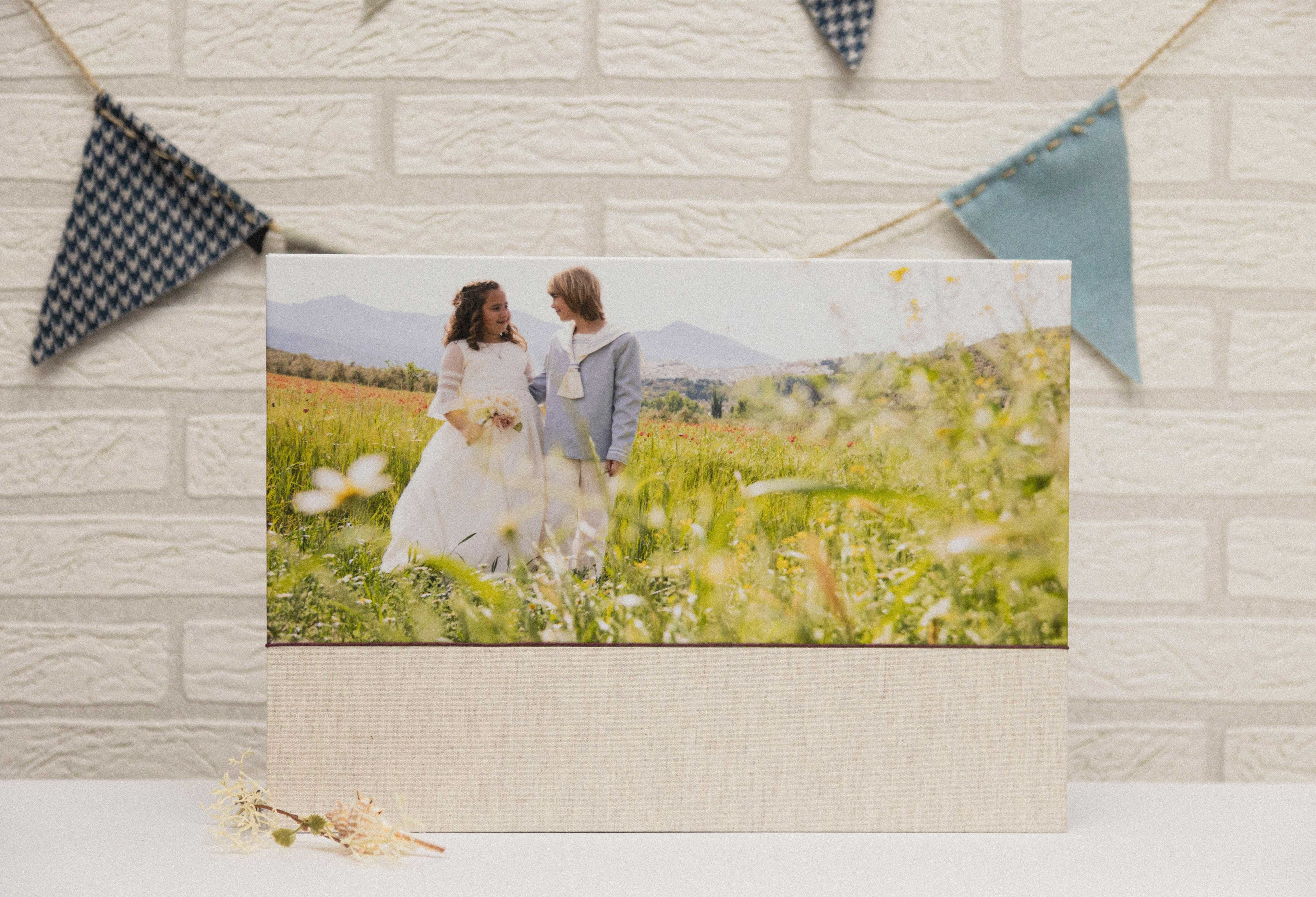 MODELO AB 165  MATERIAL LINO GRIS CON FOTOGRAFIA 24X35 