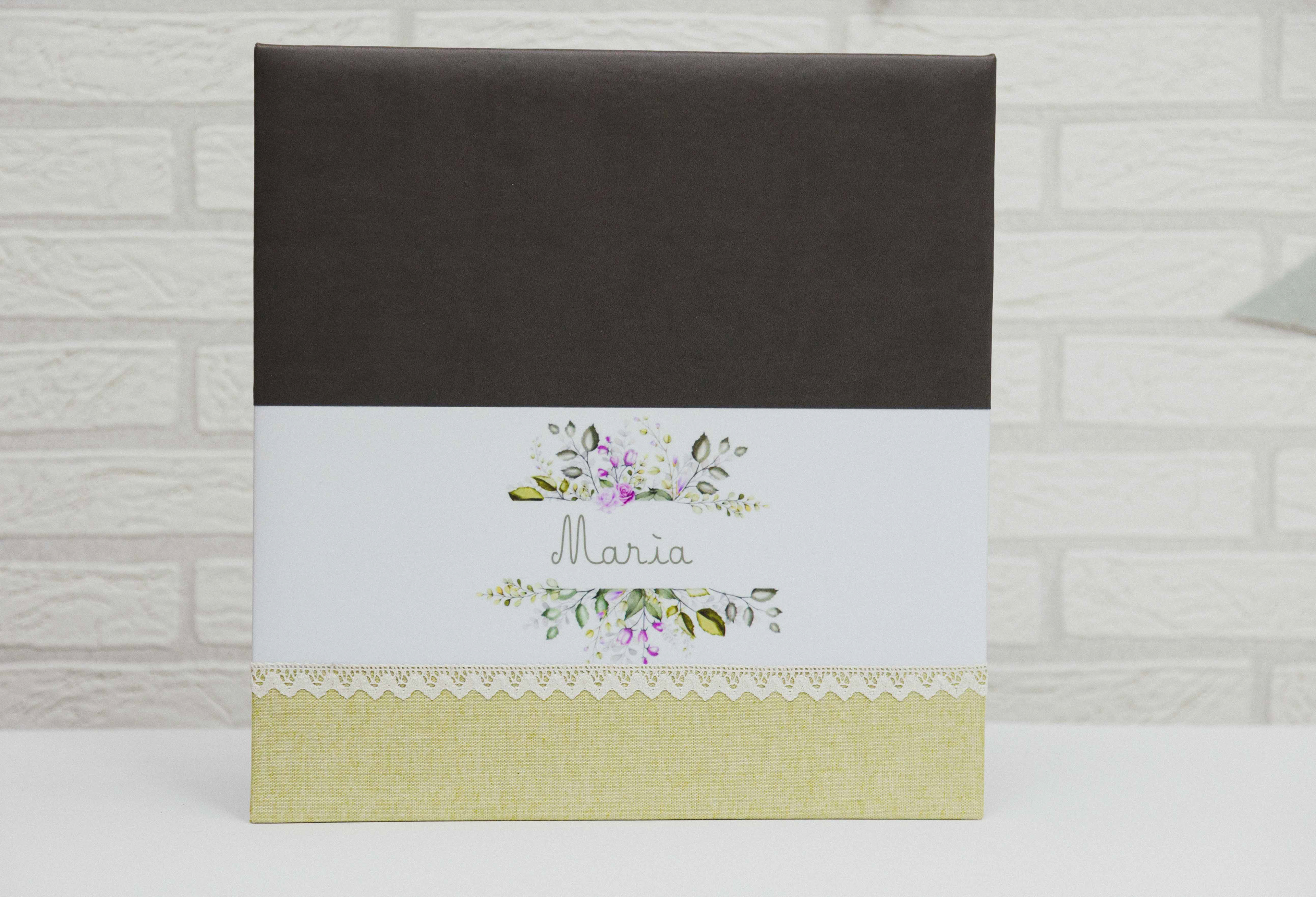 MODELO AB  608   COMBINADO MATERIALES POLIPIEL PETROLEO FRANJA PERSONALIZADA,PUNTILLA BOLILLO Y LINO PISTACHO  