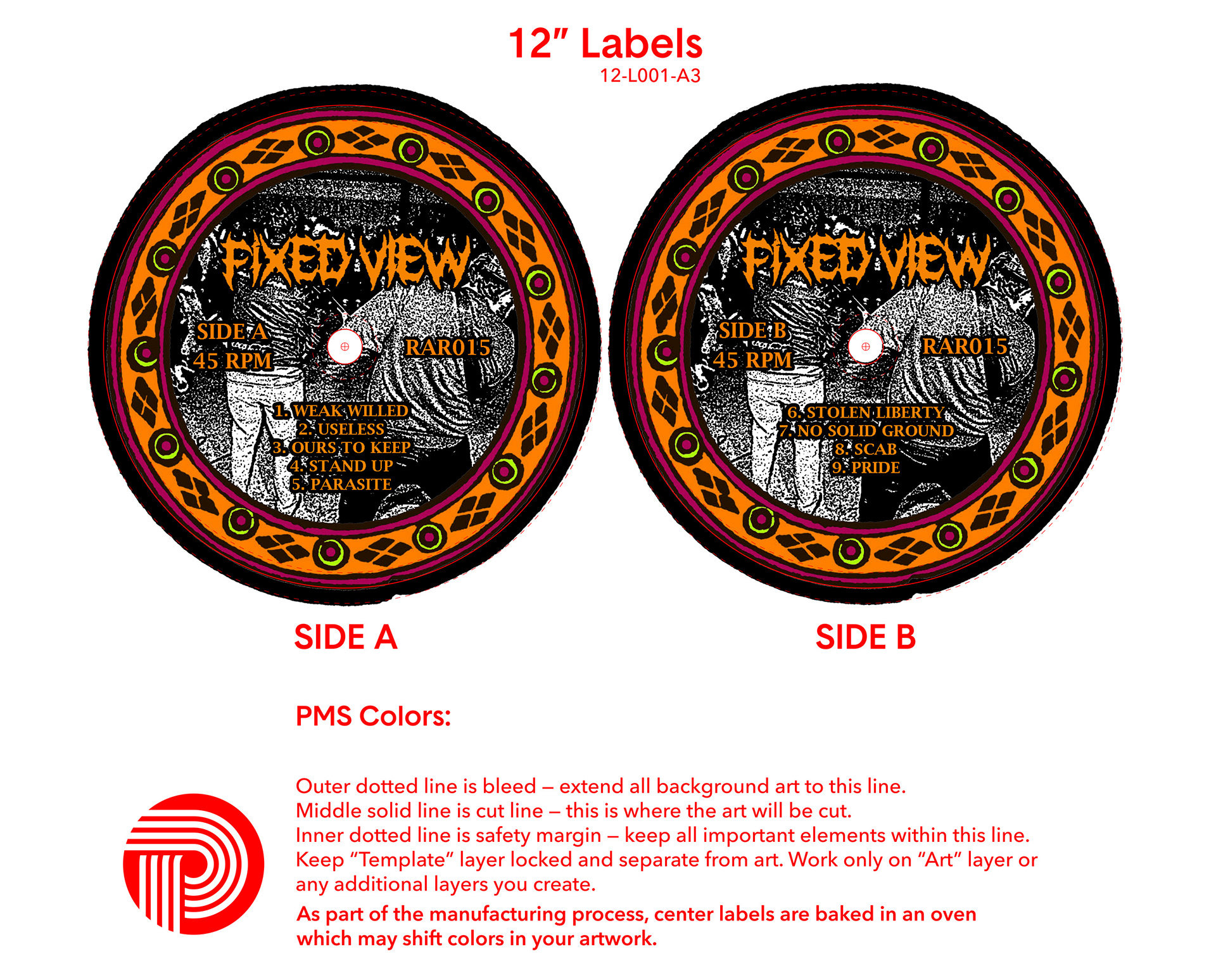12" center labels