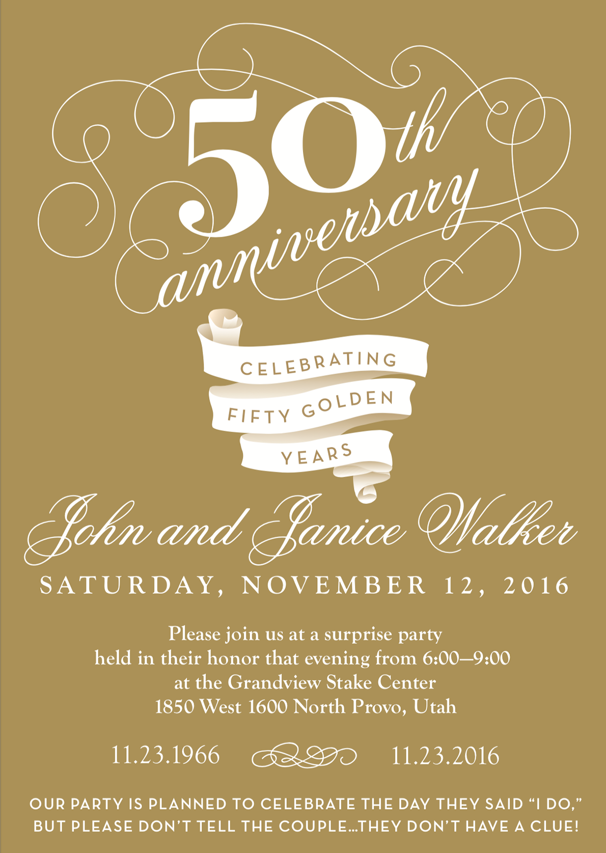 Golden Wedding Anniversary invitation. 2016.
