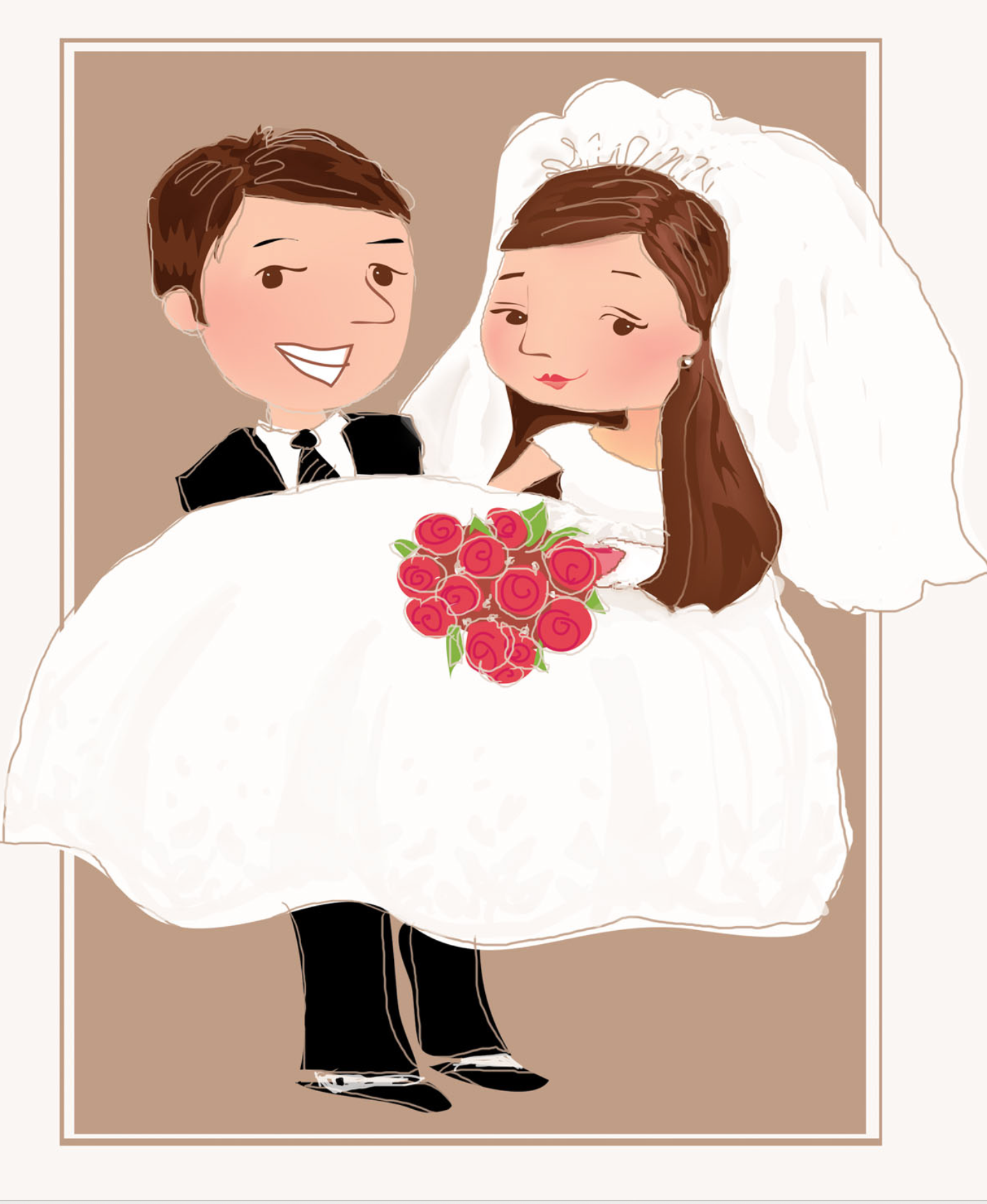 Commisioned illustration for digital thank you cards, Mel & Ben, 2008.