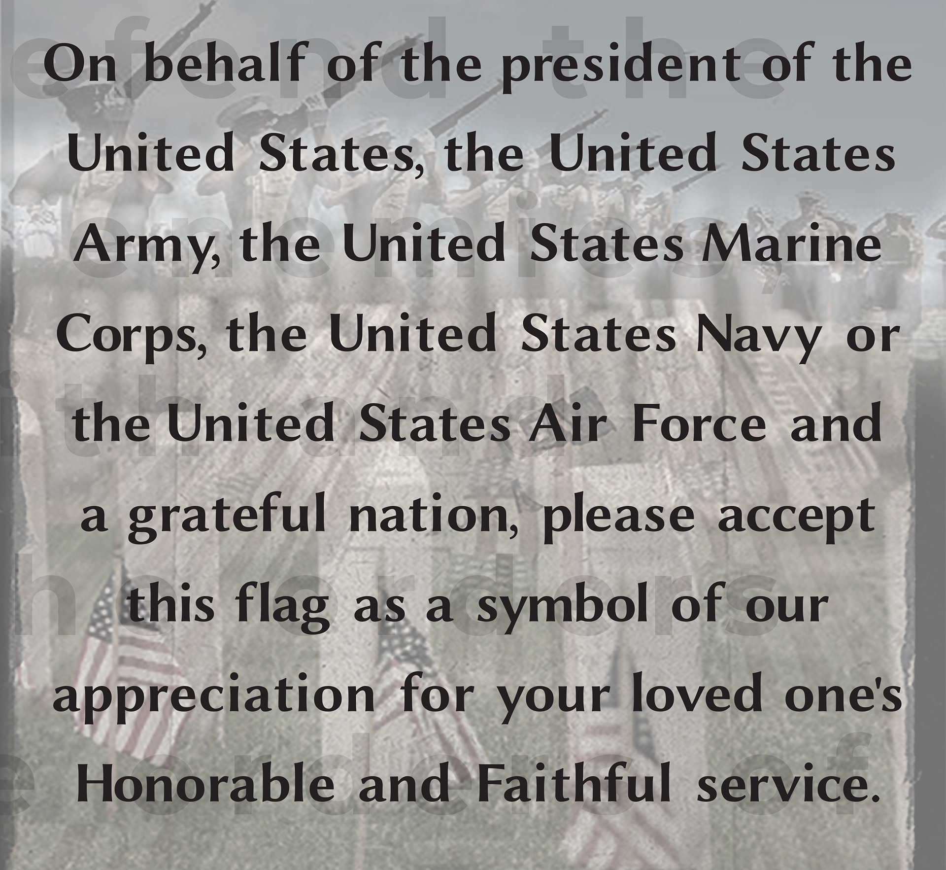 Letter Accompanying Burial Flag