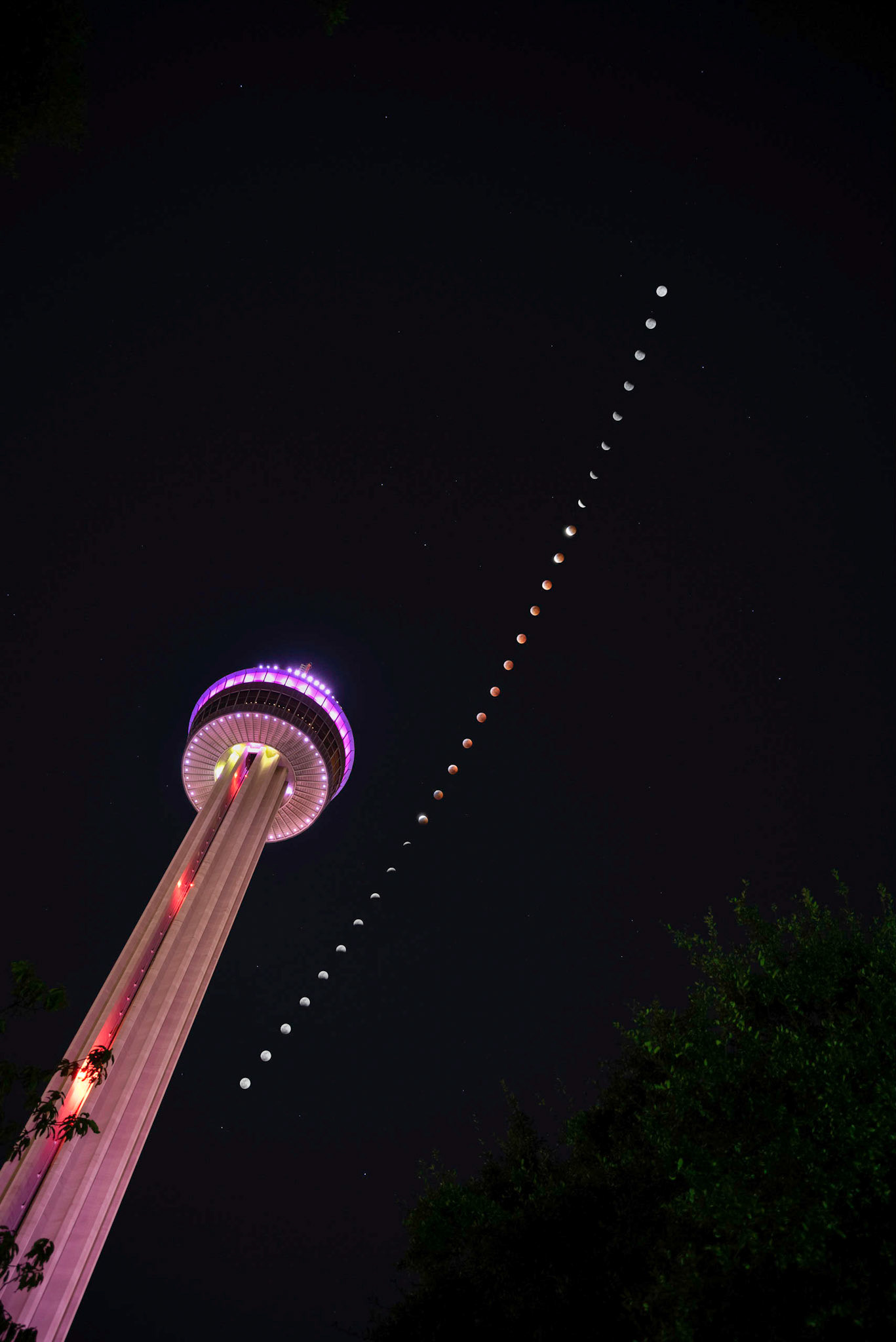 Total Lunar Eclipse by Tower