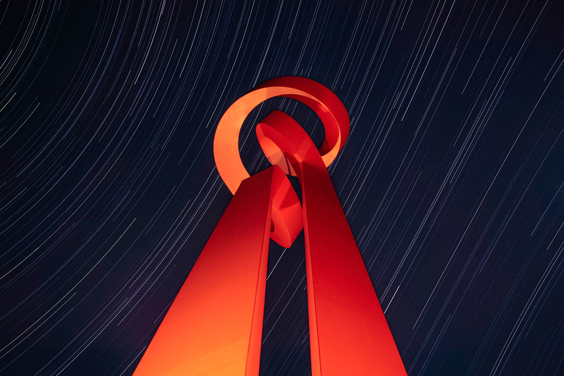 The Torch of Friendship with startrails