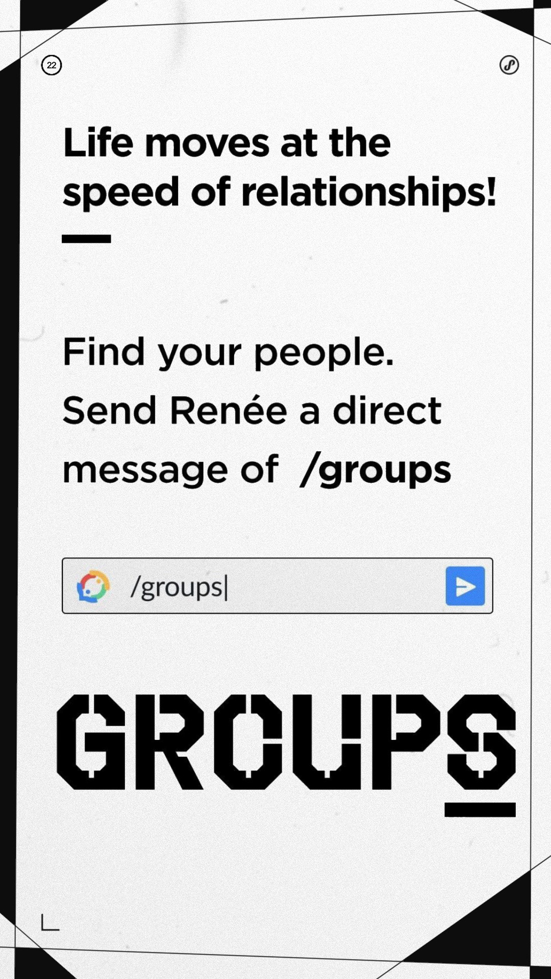 Screen asset to play during groups launch event