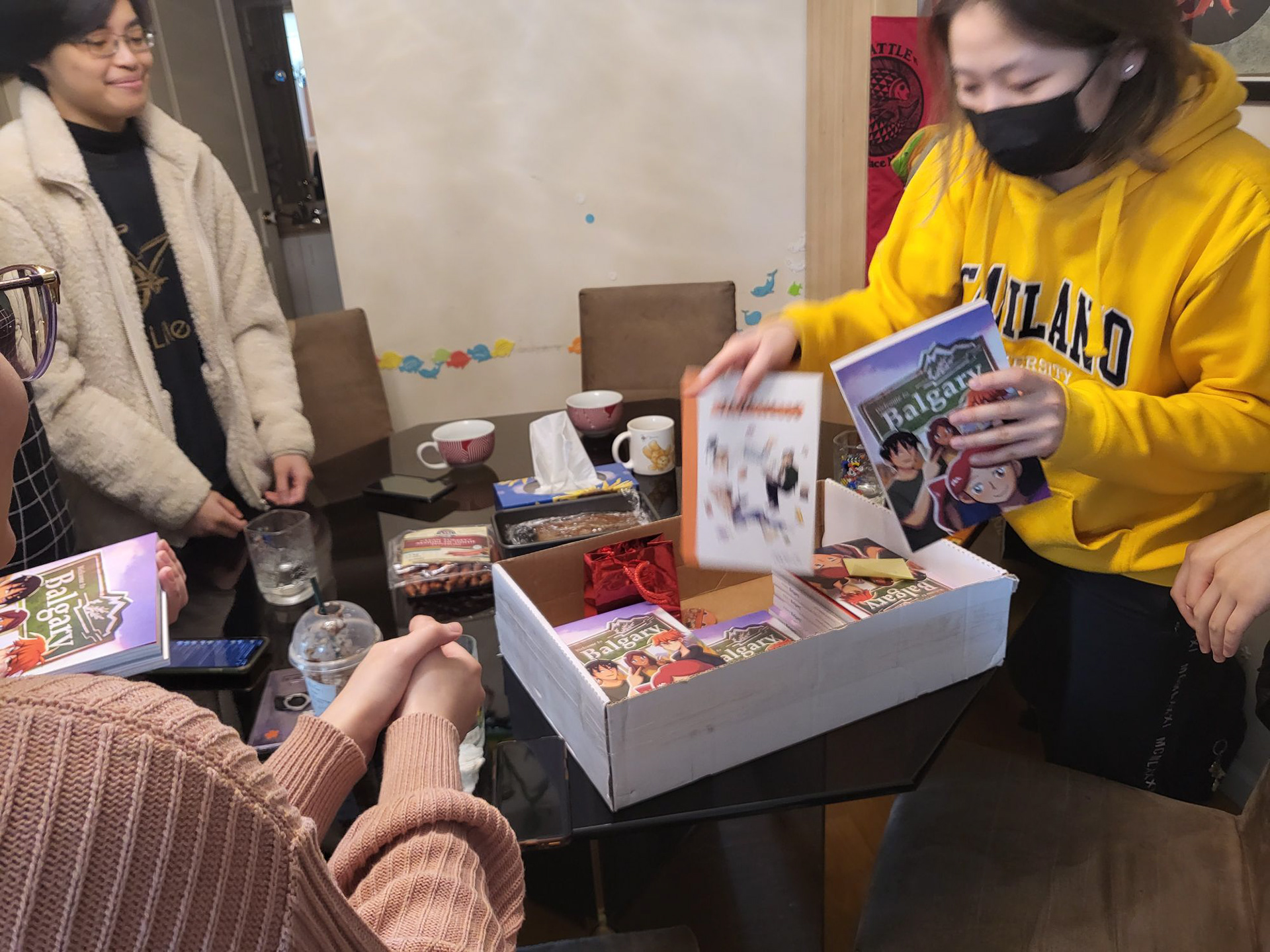 Delivering the books.
