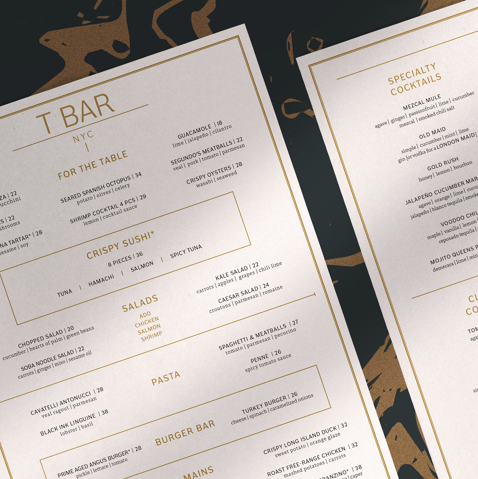 Menus for T Bar NYC | Fall 2022