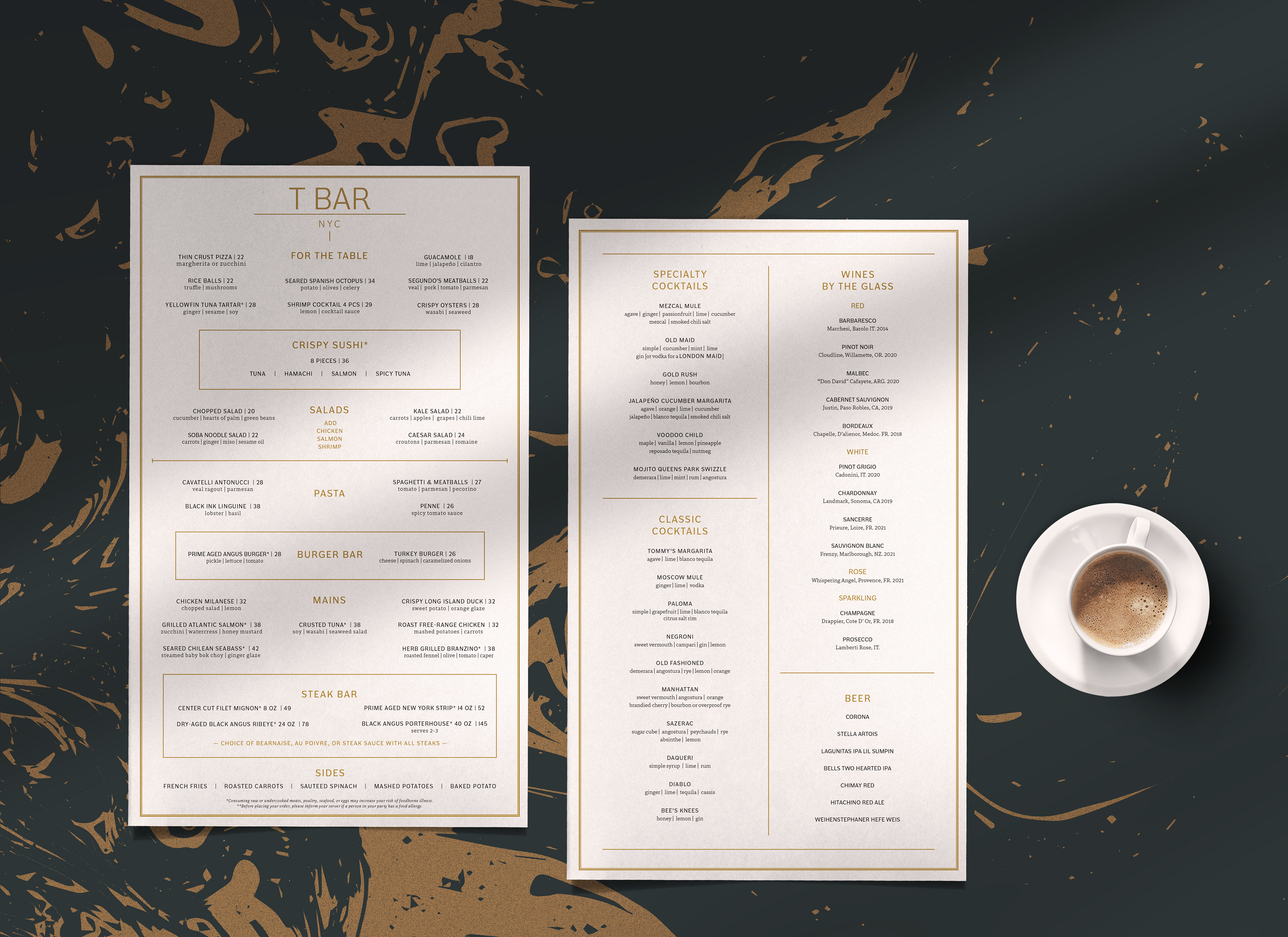 Dinner & Beverage Menus - Front & Back | Fall 2022