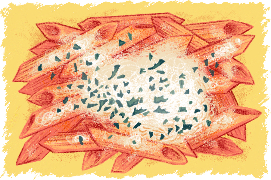 Baked Ziti | Laptop Dinner Spot Illustration | Digital
