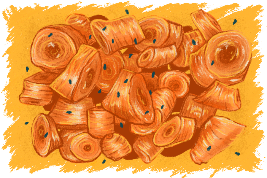 Honey Glazed Carrots | Laptop Dinner Spot Illustration | Digital