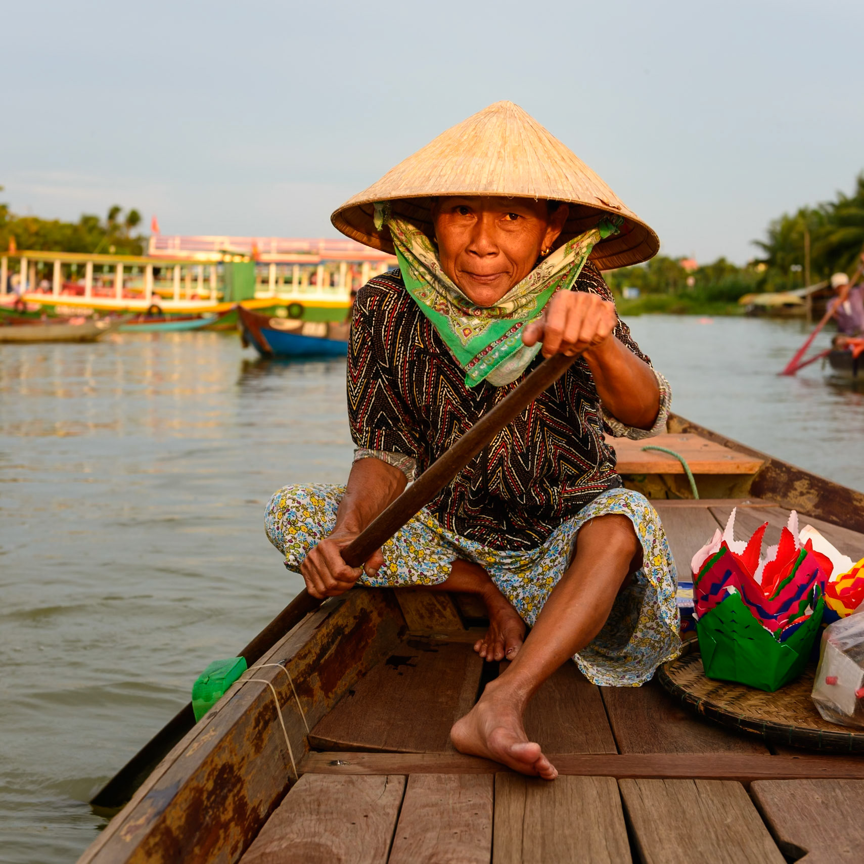 Sunset ride on the Thu Bồn River  in Hoi An,