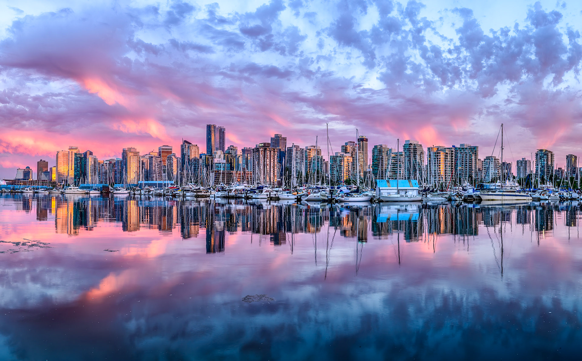Sunset Glow Vancouver Skyline Pano