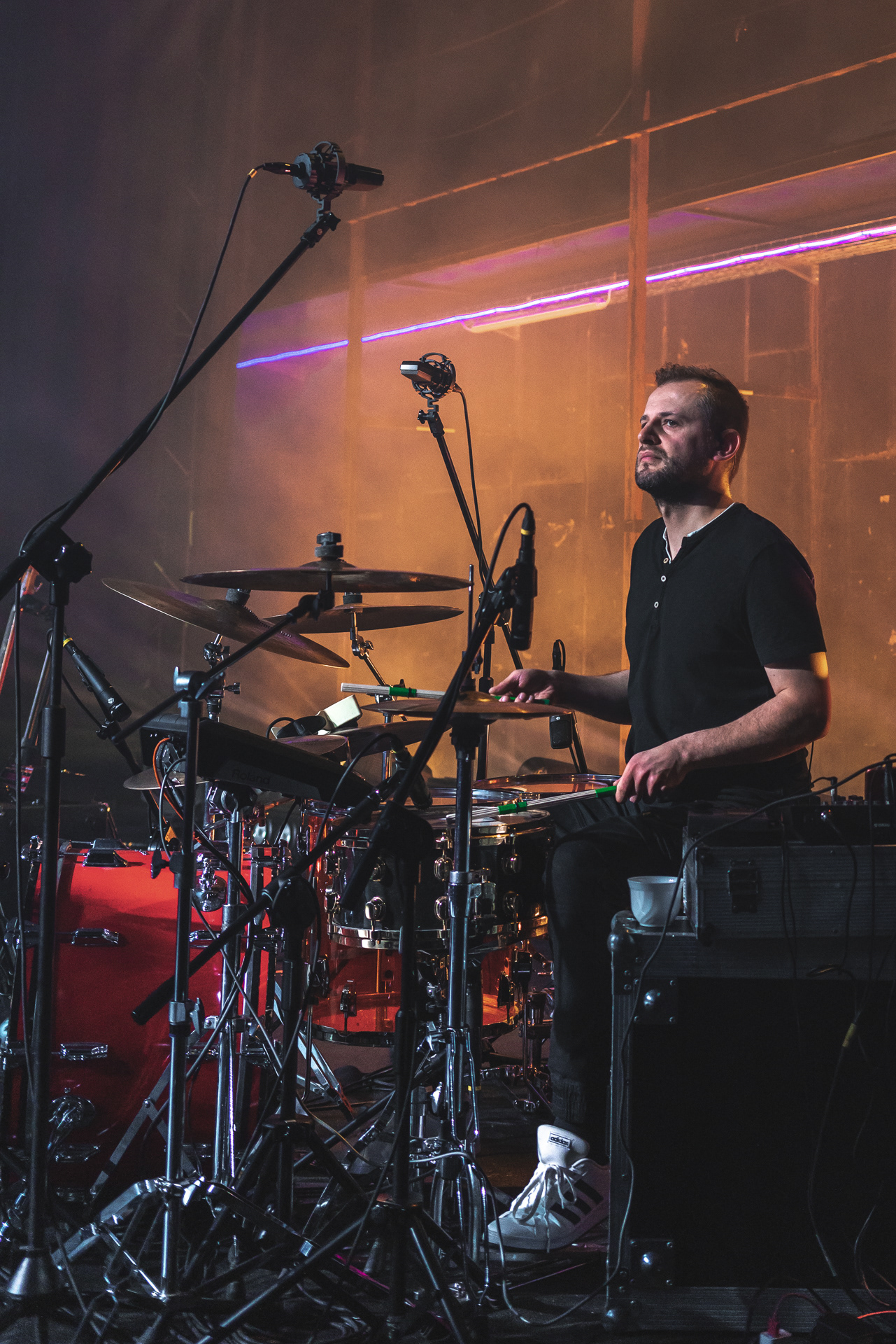 Mikromusic - a drummer plays at the stage - photo by Przemek Wójtowicz