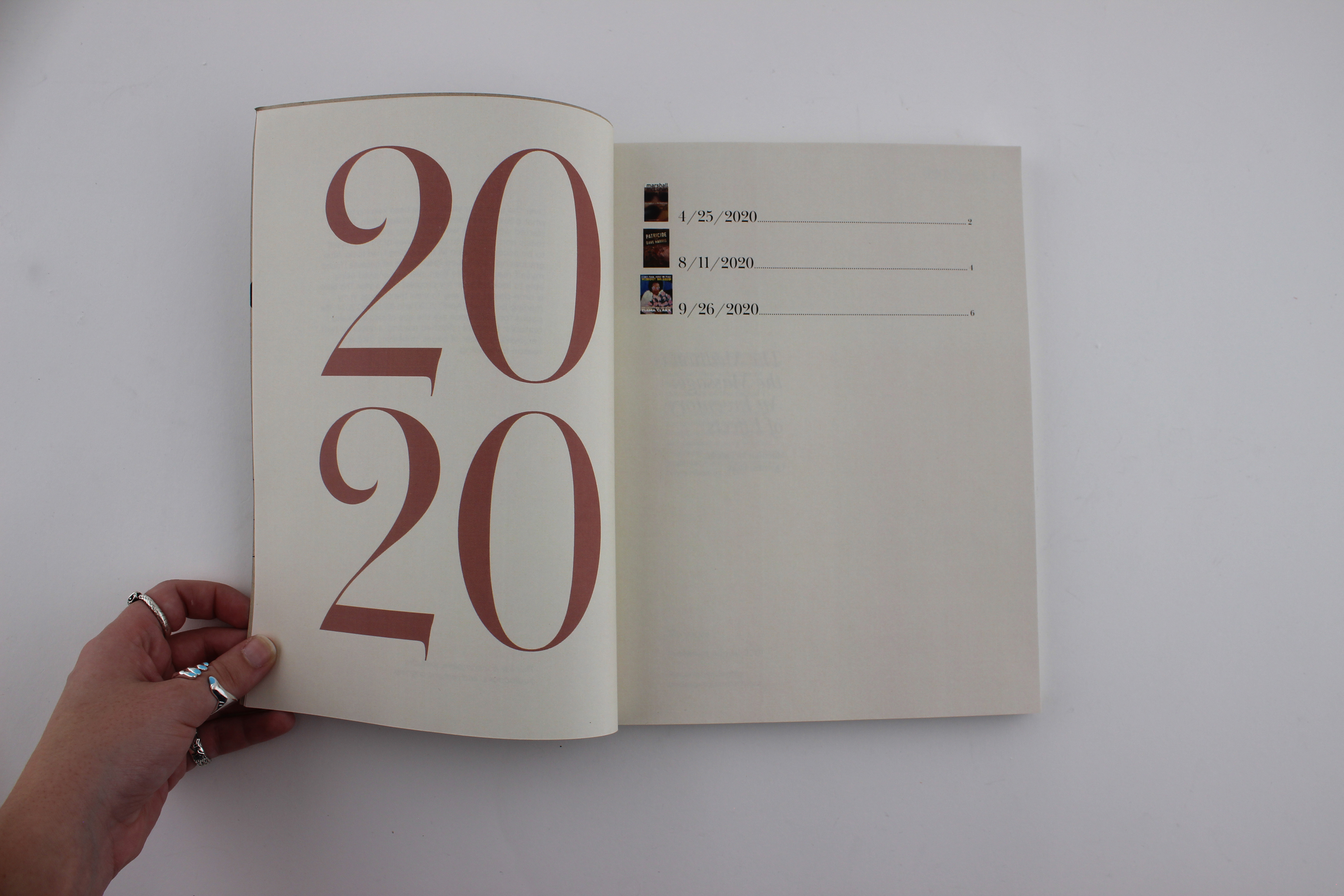 opening chapter/table of contents for 2020