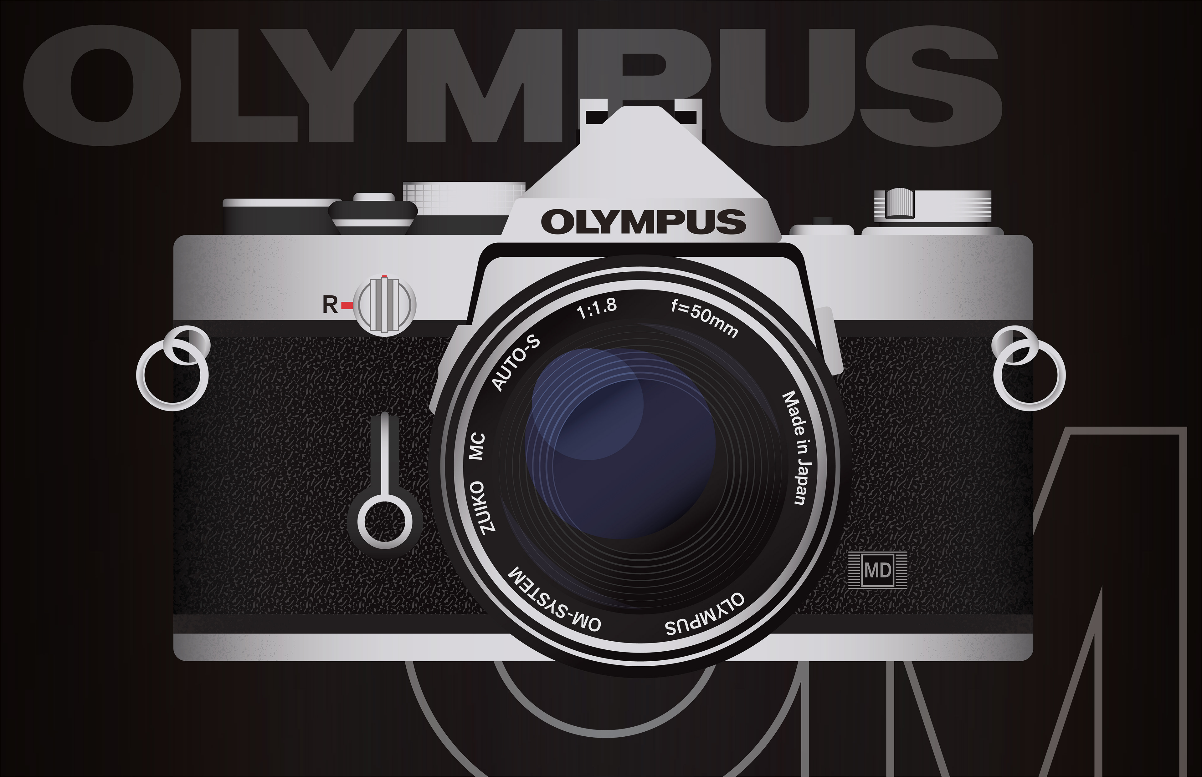 Vector Illustration of an Olympus OM1n Camera