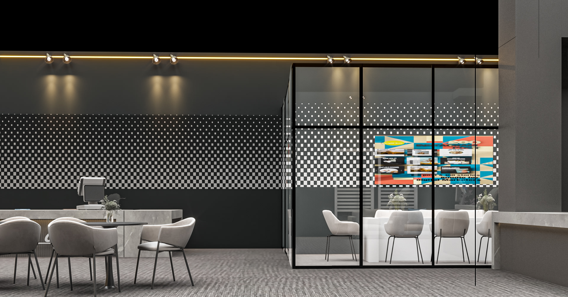 الترتيب الداخلي لجناح The Premium Club في Intersec - عرض 4 ثلاثي الأبعاد – عرض للترتيب الداخلي الأخير لجناح The Premium Club في Intersecc
