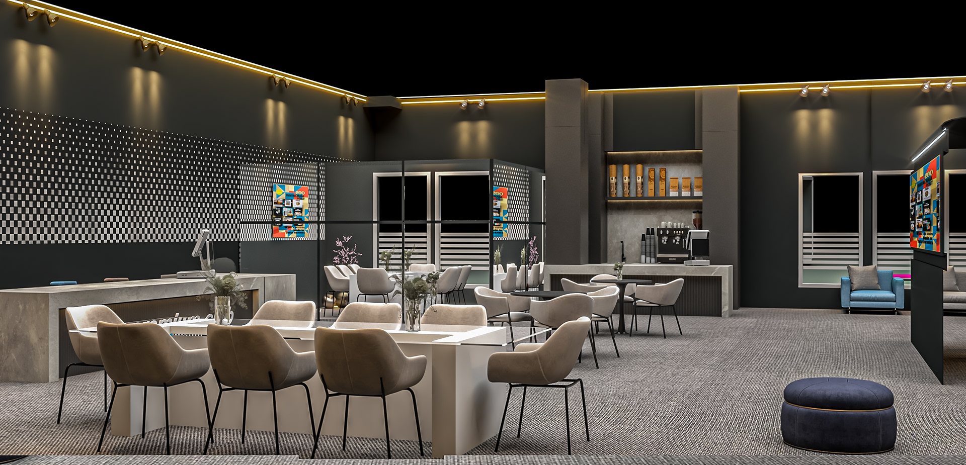 The Premium Club Intersec Inside Placement 3 Better View 3D – enhanced inside view of The Premium Club booth, showing better details of placement and space.