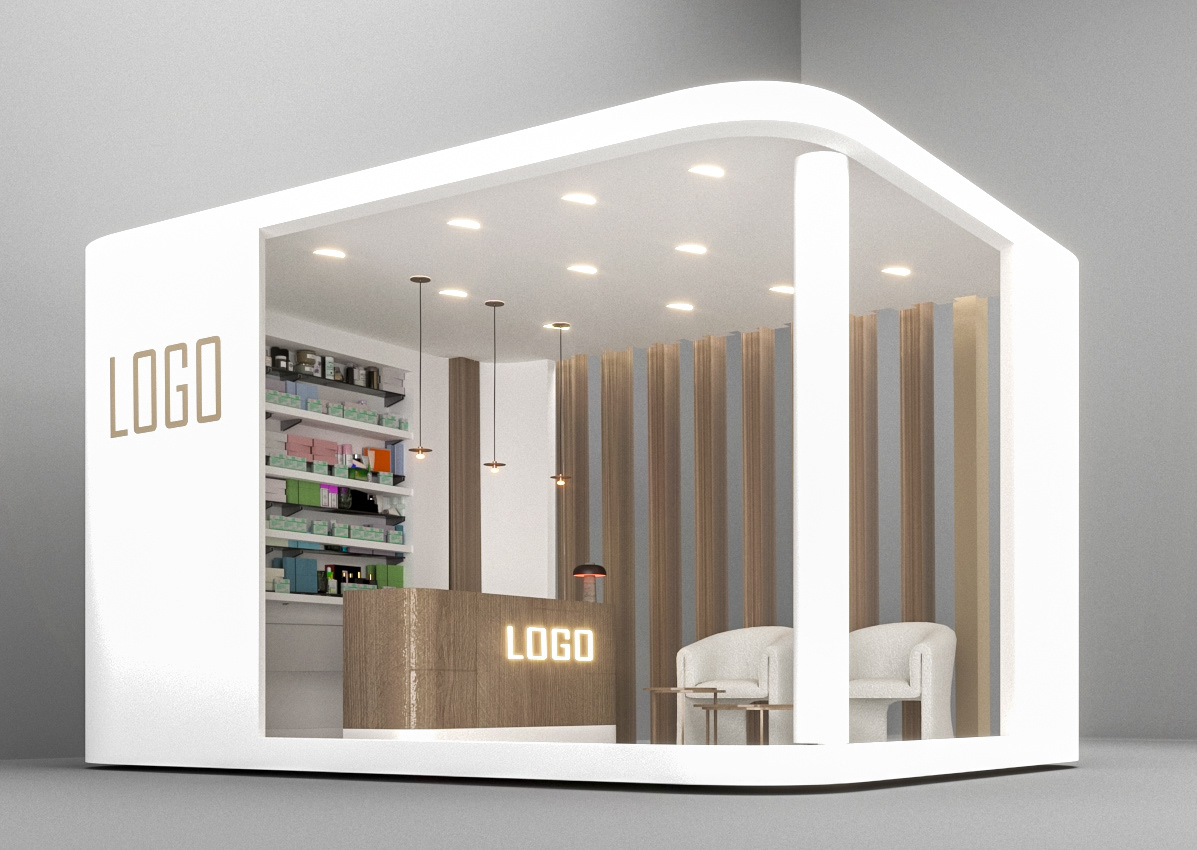Pharmacy 3D Design Version 2 – another 3D design version for the Pharmacy booth, showcasing a different perspective.