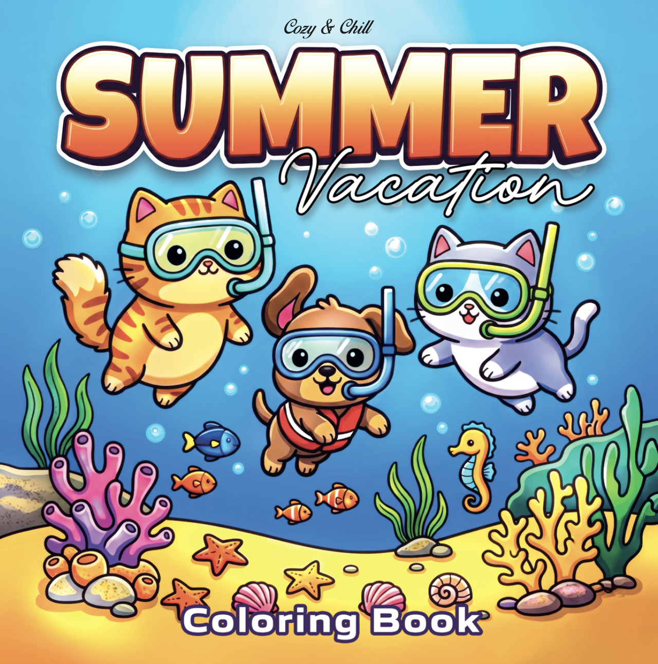 Summer Vacation Coloring Book Cover  ( 90 Pages )
