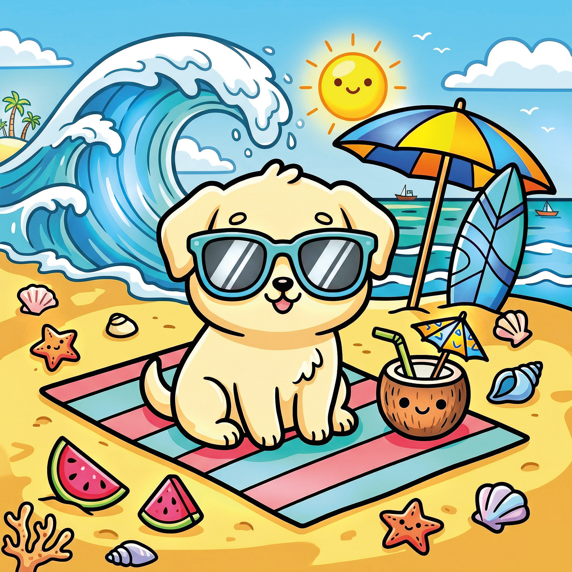 Summer Vacation Coloring Cover  ( 90 Pages )