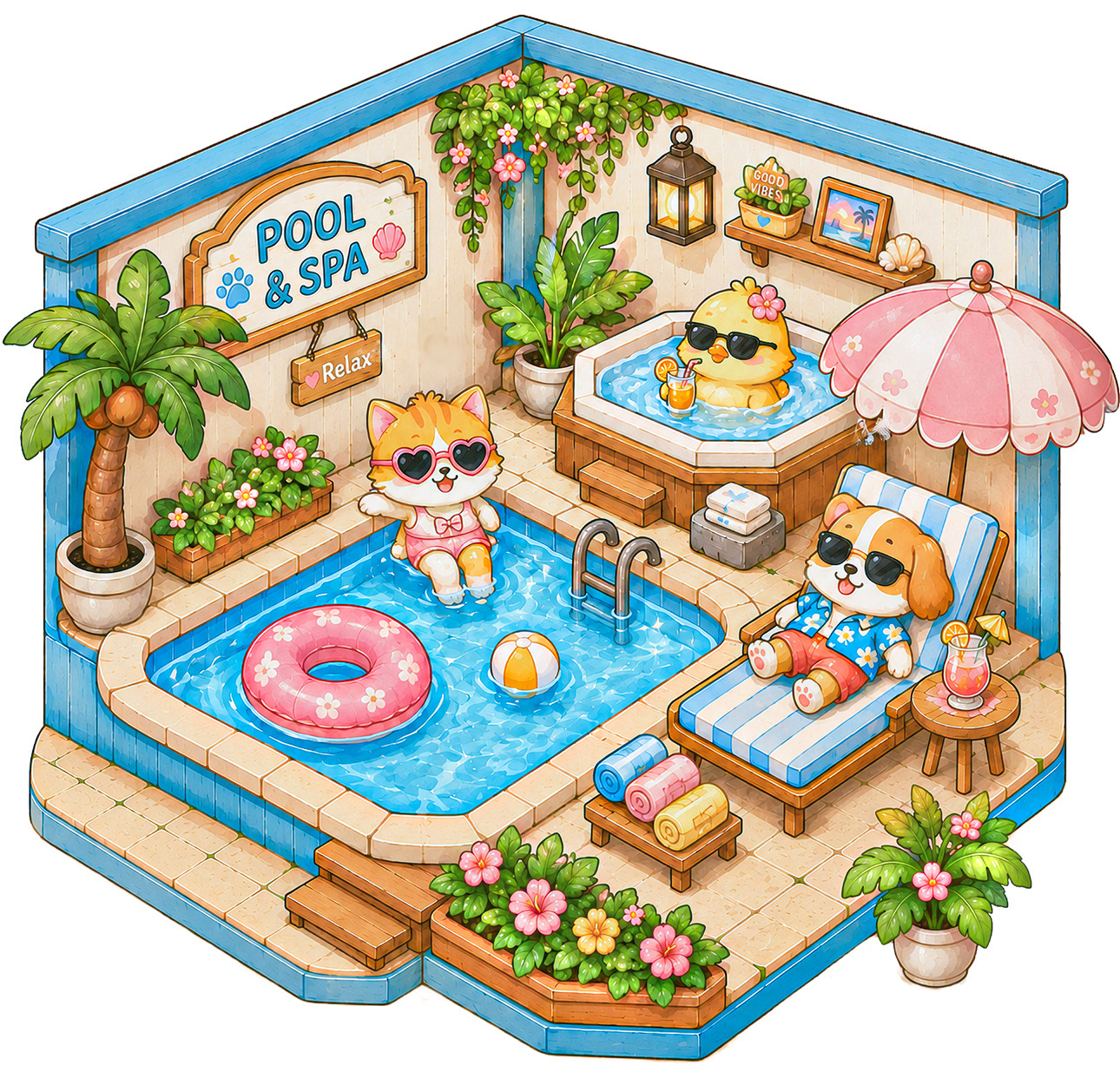 isometric corner-room. Coloring Book