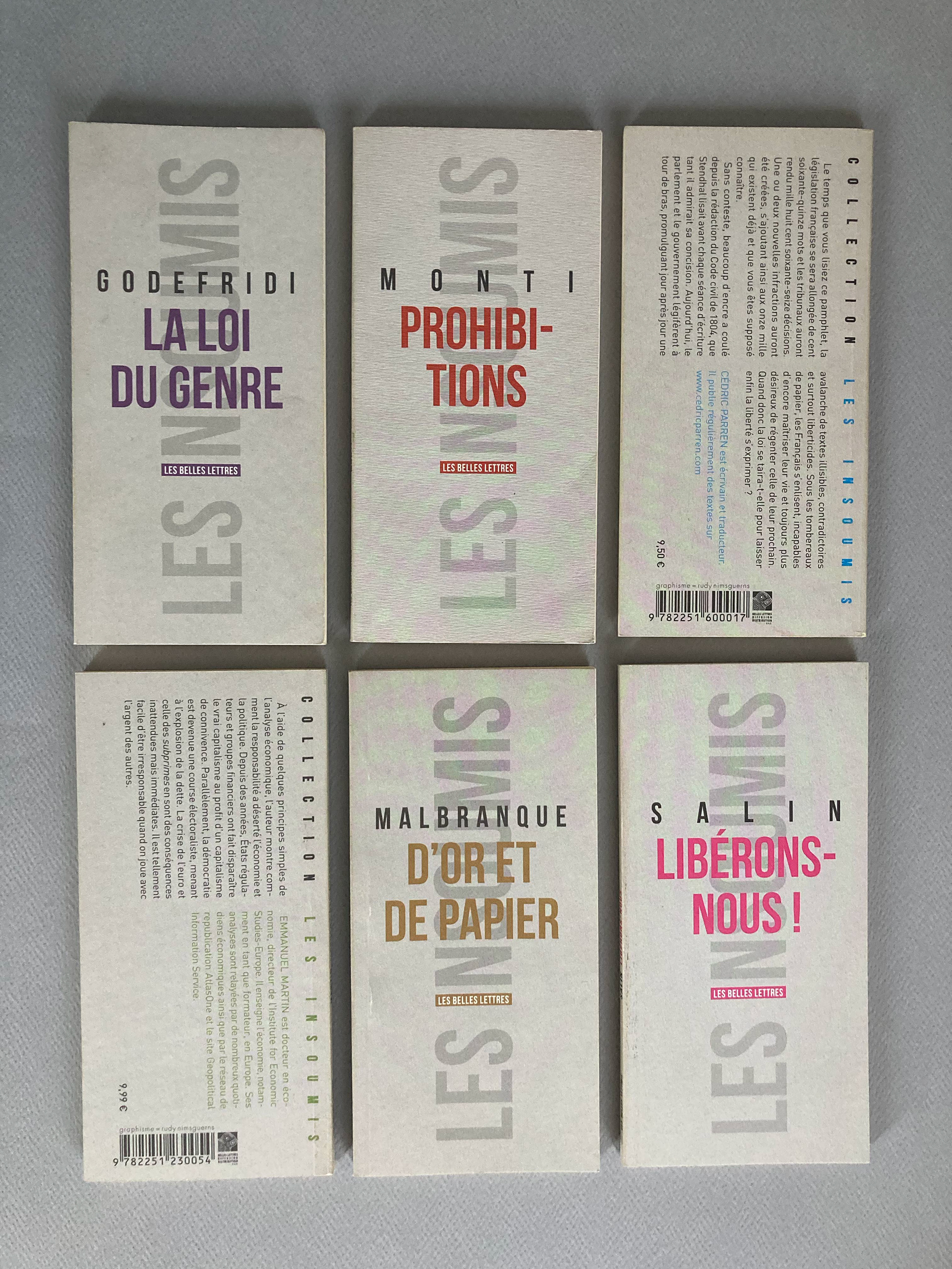 “Les Insoumis”, dirigée par Patrick Smets, 90x185, Les Belles Lettres, d'après la collection “Les Iconoclastes”, créée par Jean-Jacques Pauvert