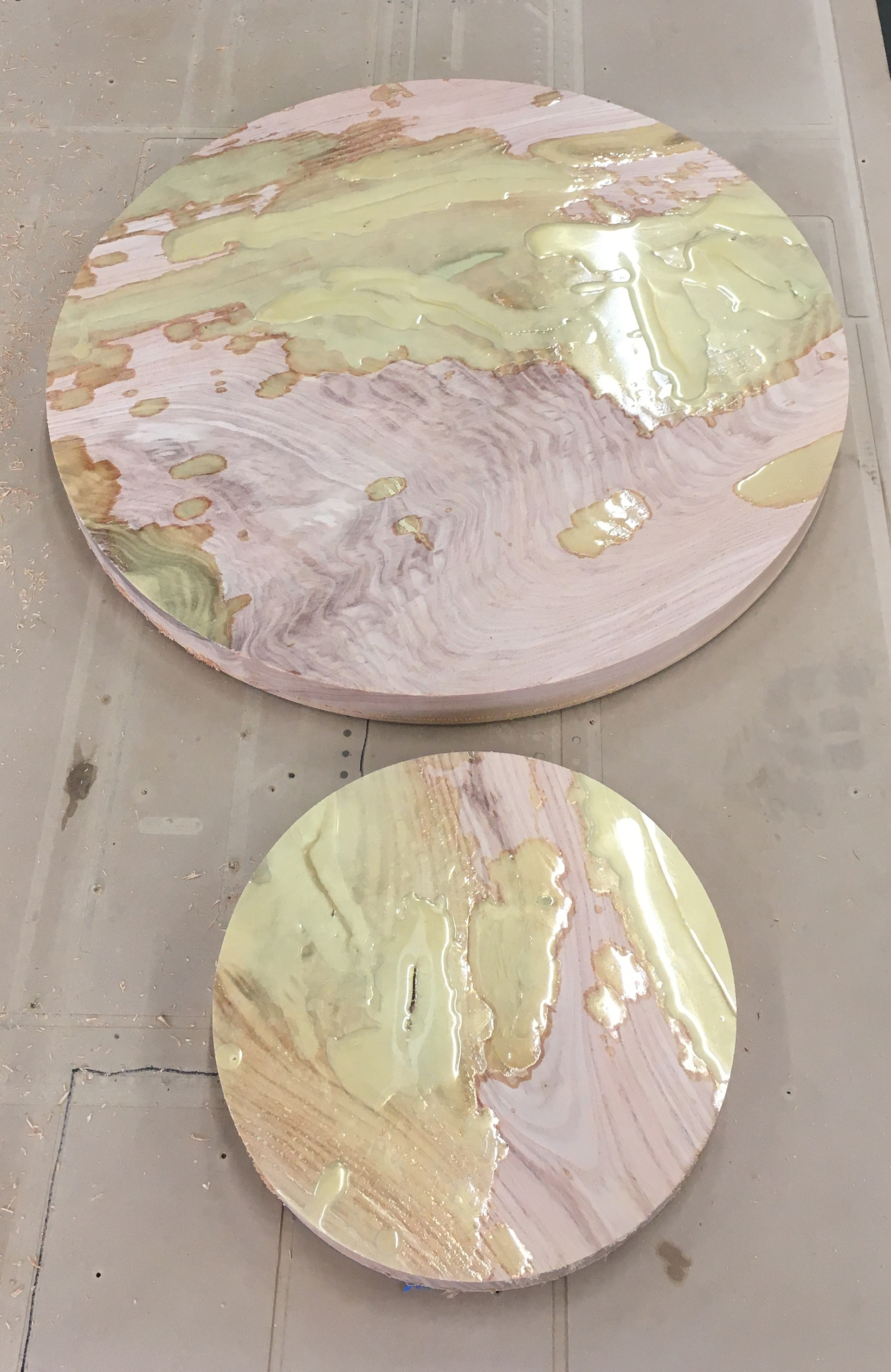 seat and tabletop after CNC routing