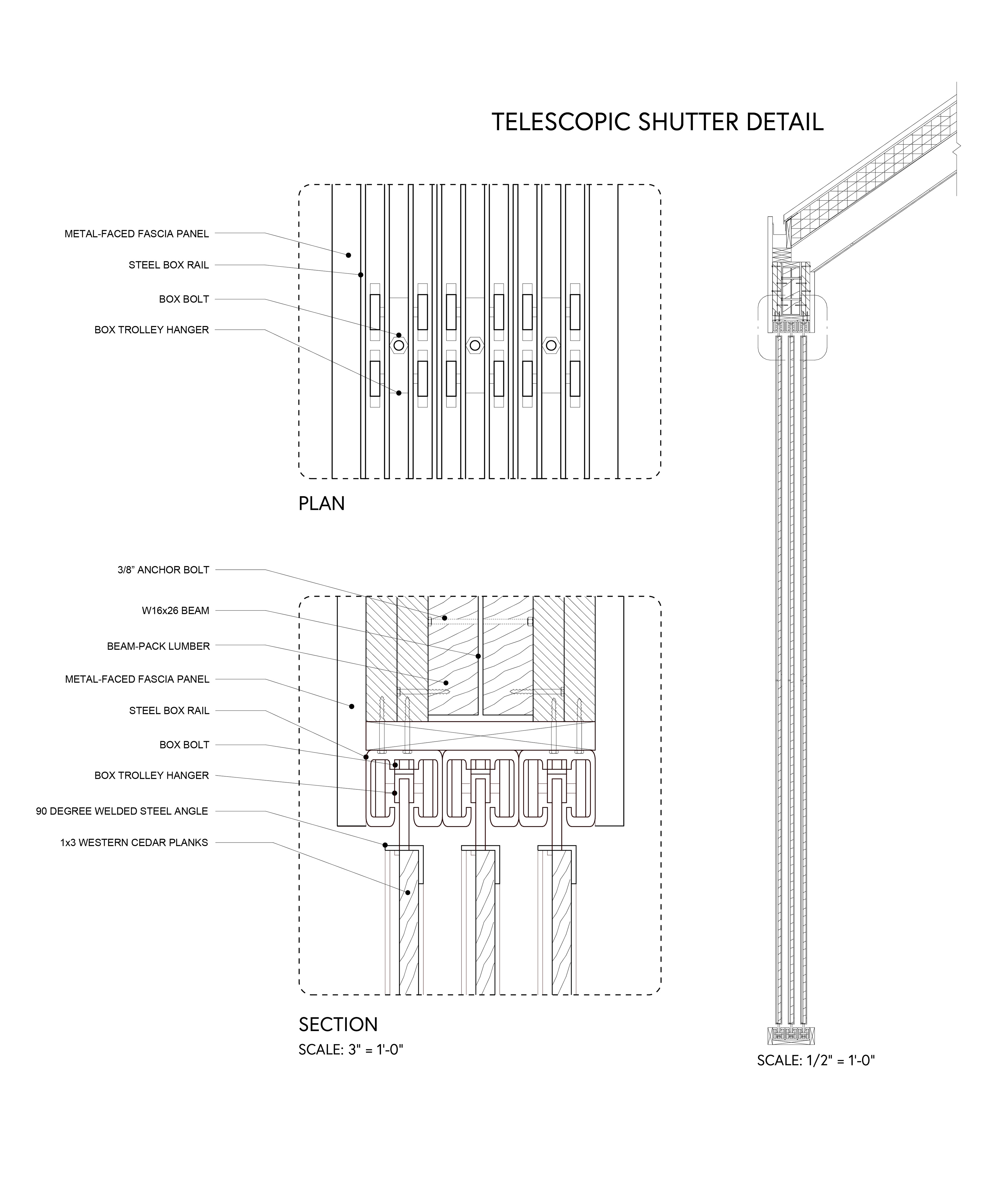 Telescopic shutter detail drawing
