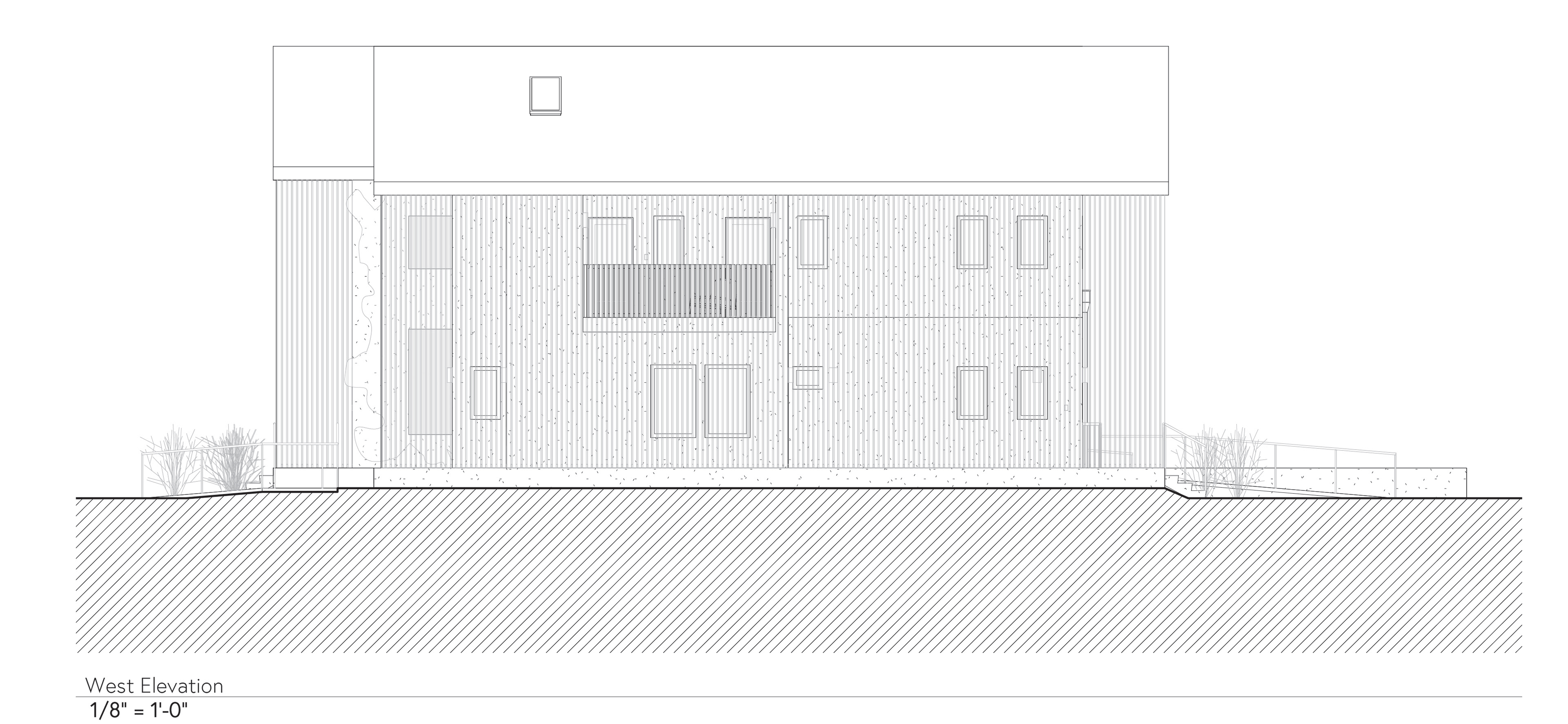West Elevation (drawing and image credit: Marta Jost)