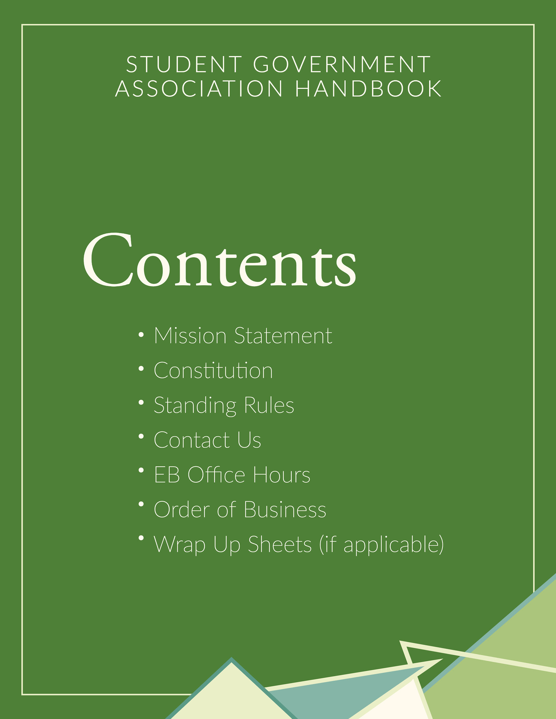 "SGA Binder - Contents" (9/22/2022)