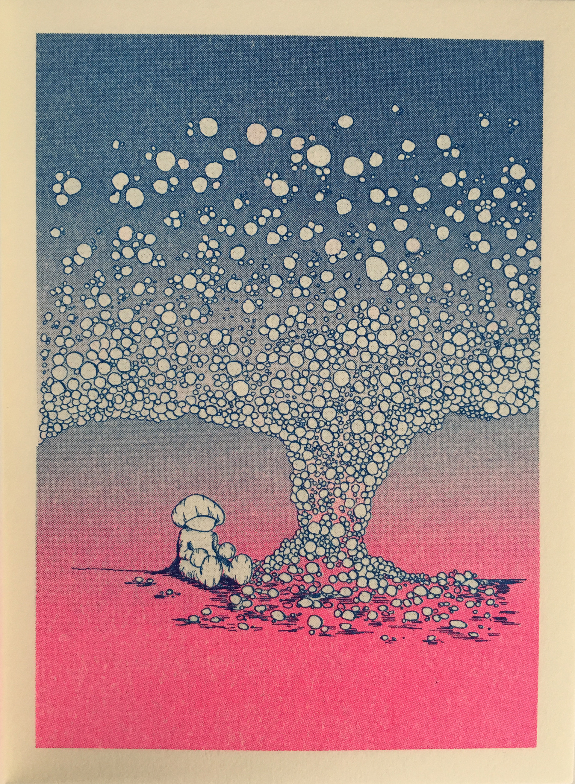 All of sudden the balls burst all together and were absorbed into the pink desert.