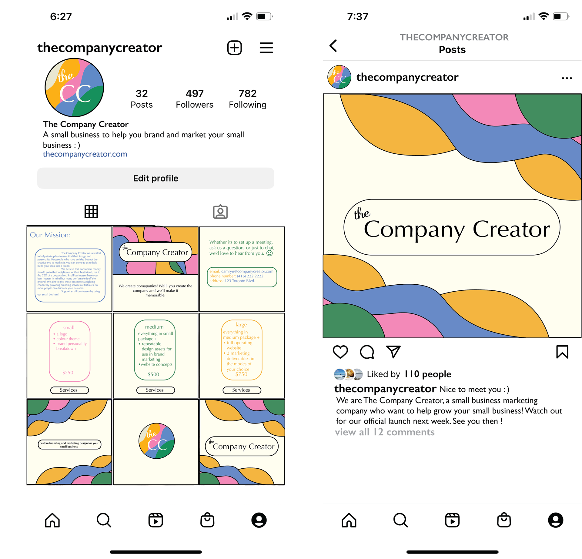Instagram Page + Intro Post