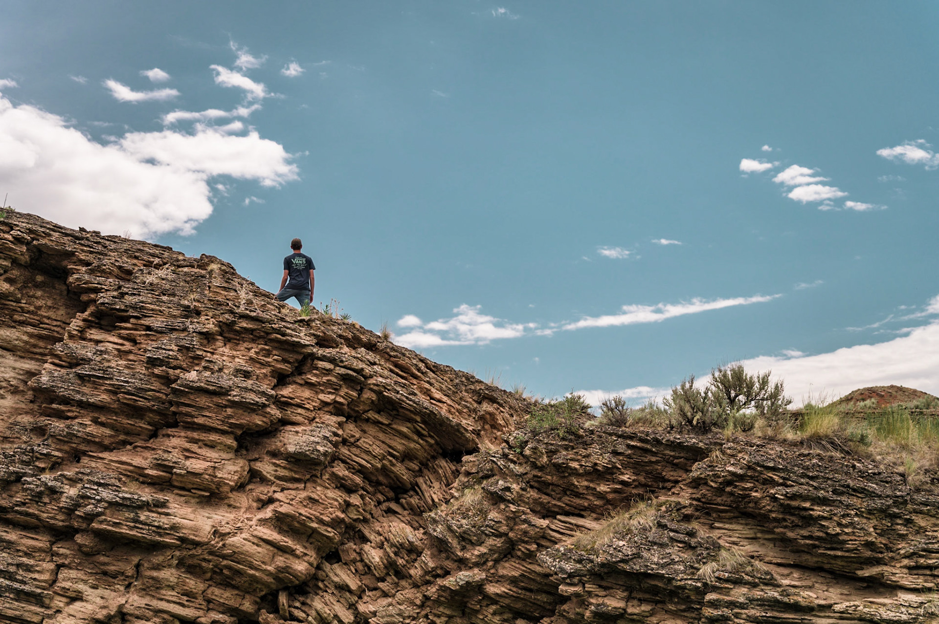 Logan looks out at the Wyoming landscape