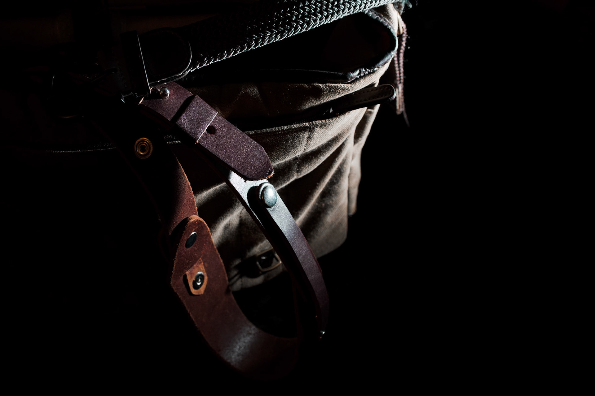 Photo of RL Handcraft's Andino camera sling with an ONA Messenger bag.