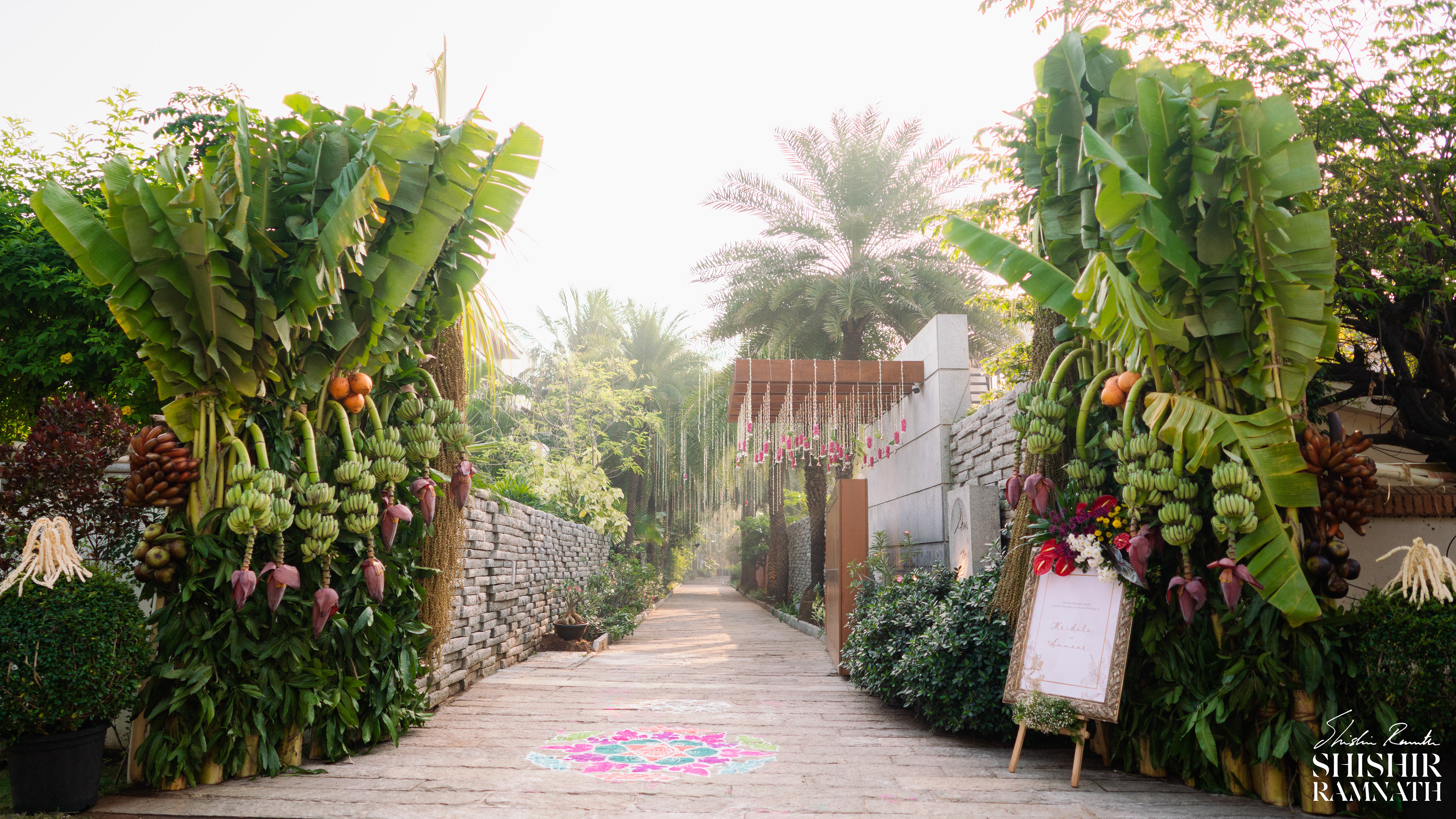 entrance decor of a house in east coast road chennai