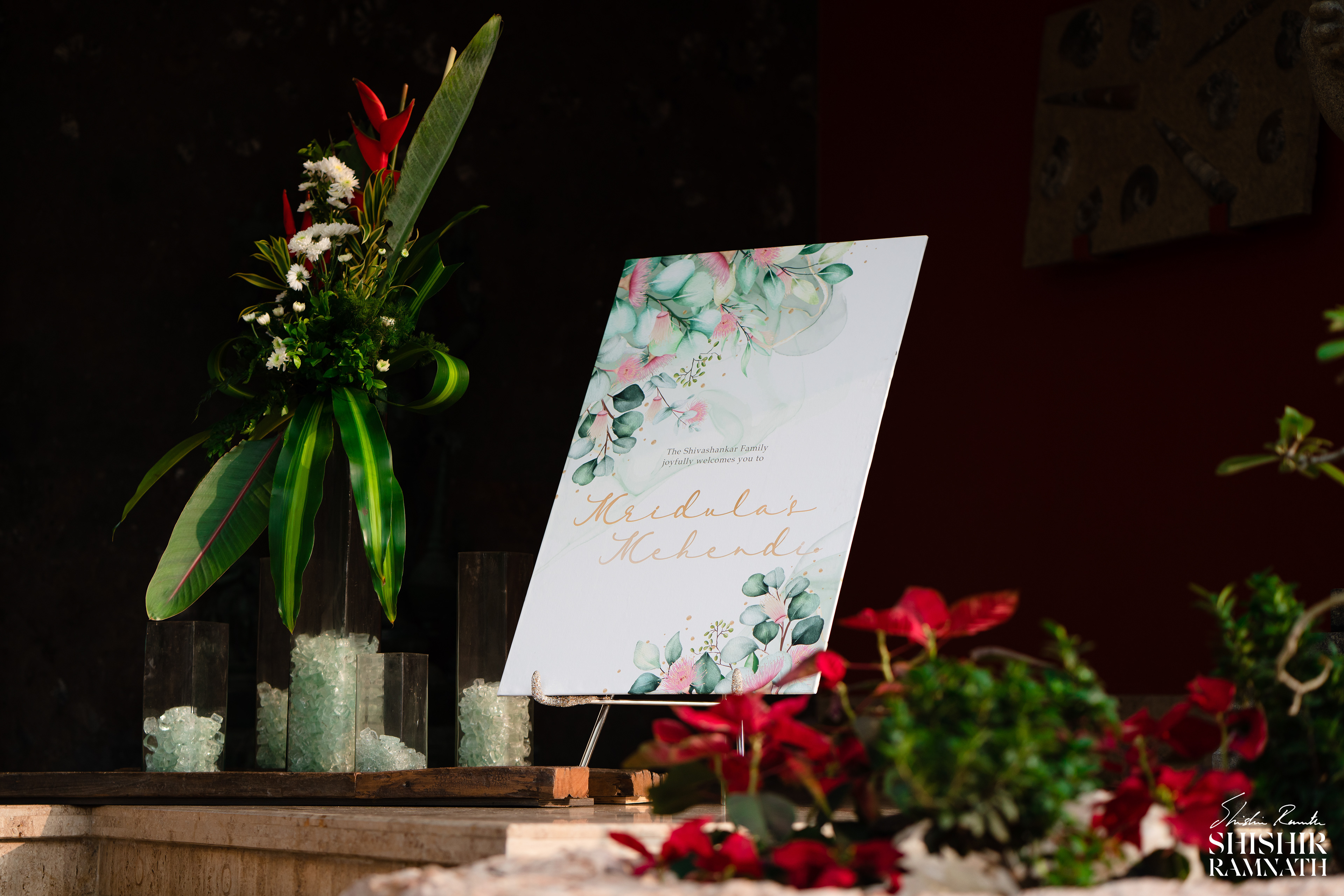 placard containing invite of aa ridal mehndi in chennai shot by shishir ramnath