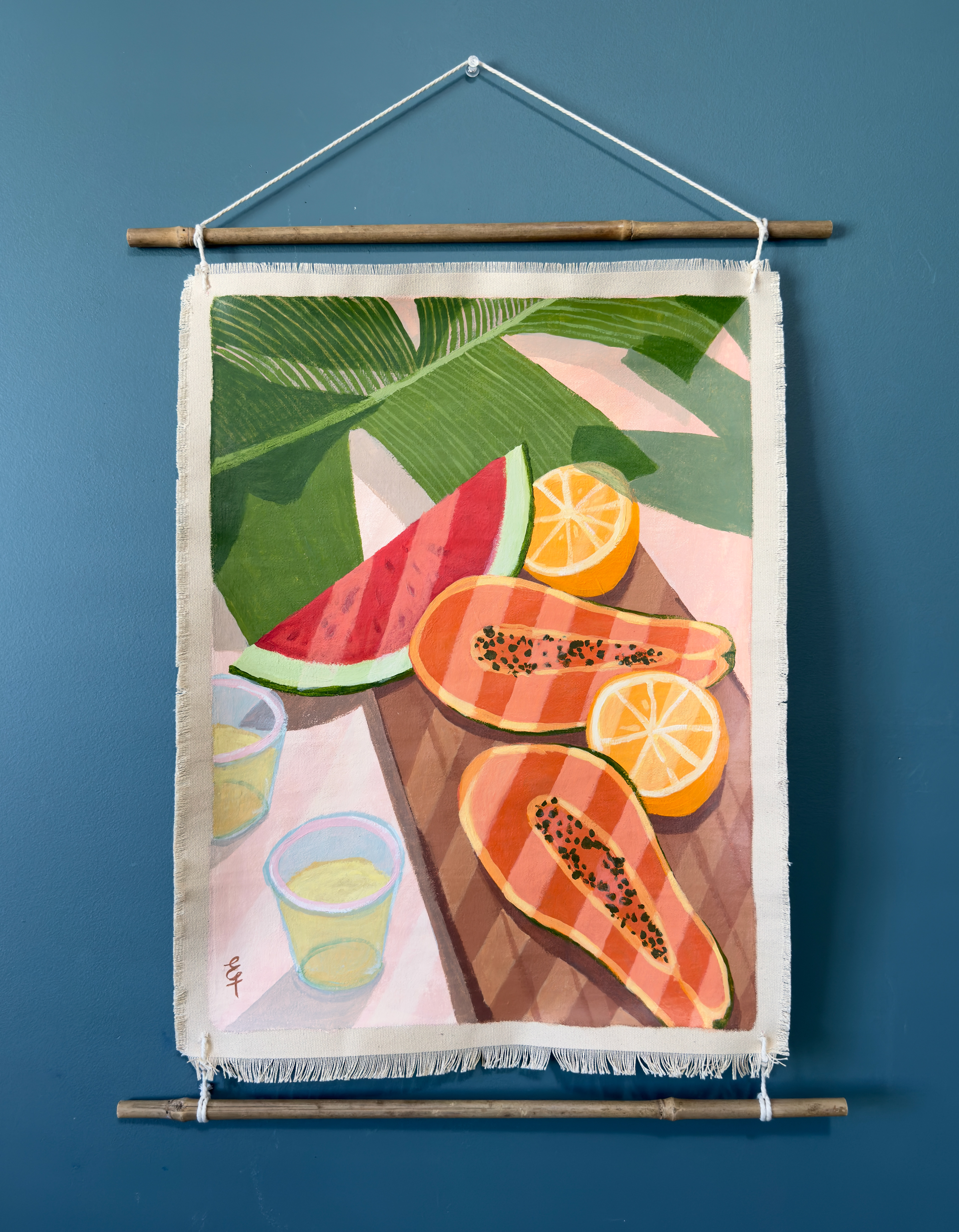 Tropical Spread, Acrylic on raw canvas