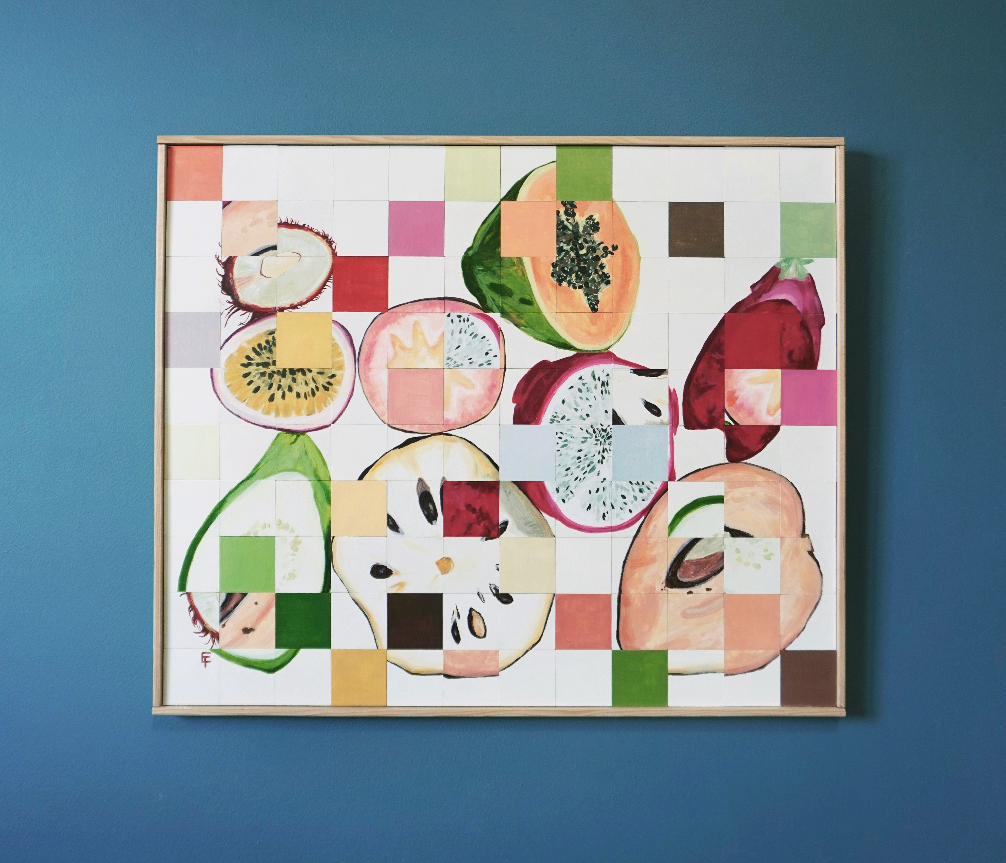 Fruit Salad, Acrylic on wood tiles