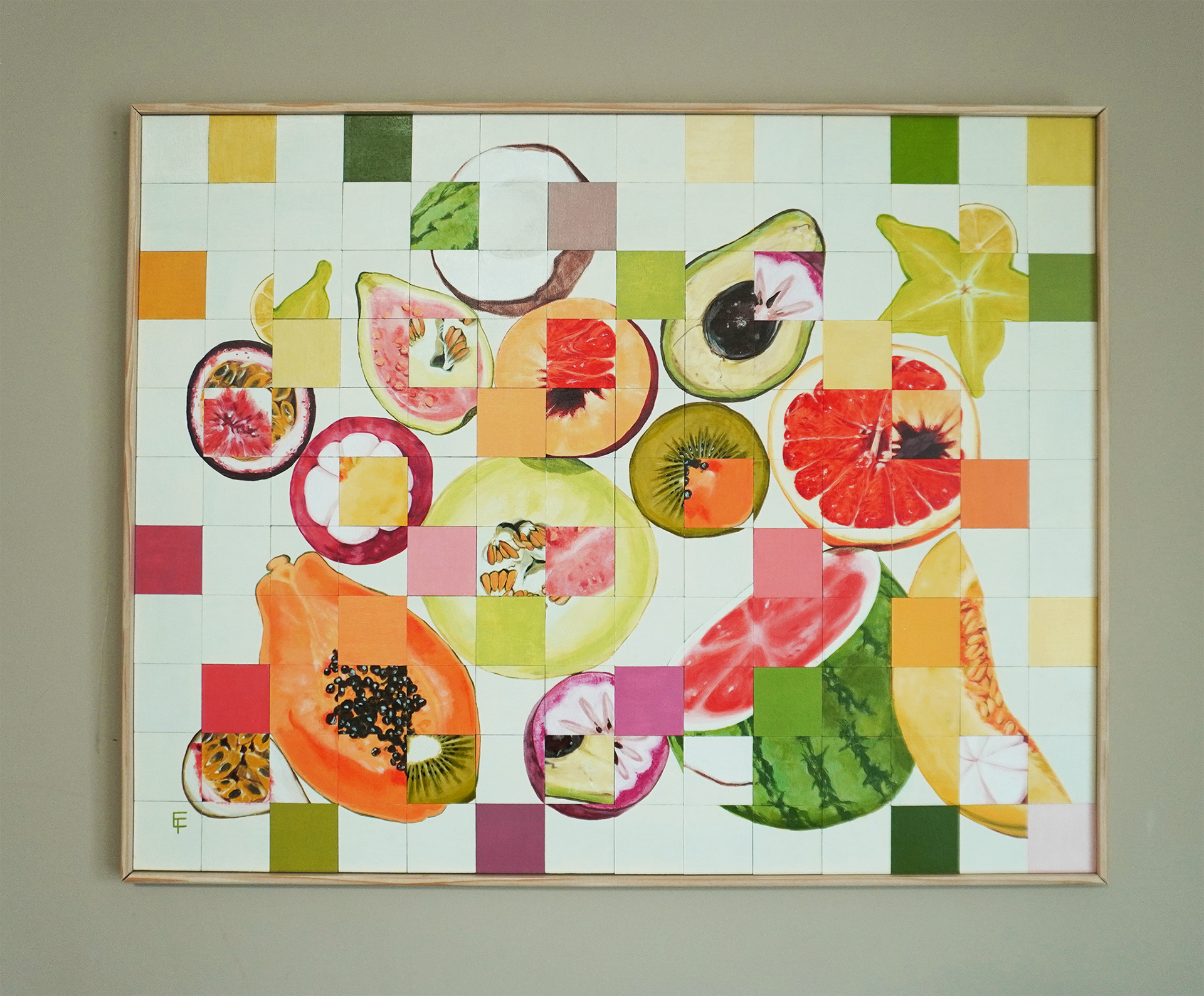 Fruit Salad, Acrylic on wooden tiles 2025