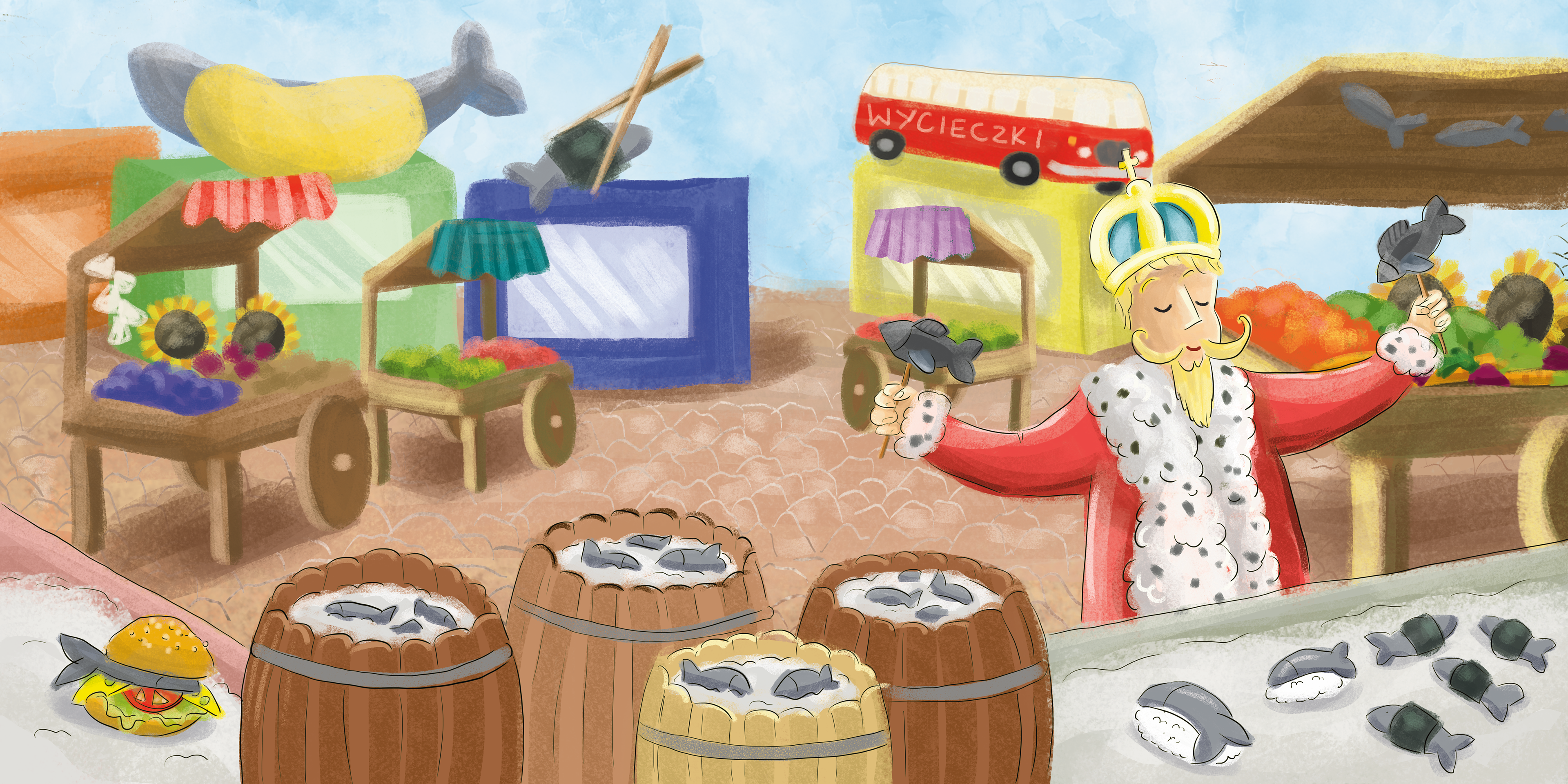 "Ogórkiem po Warszawie" ilustracje Kama Towcik