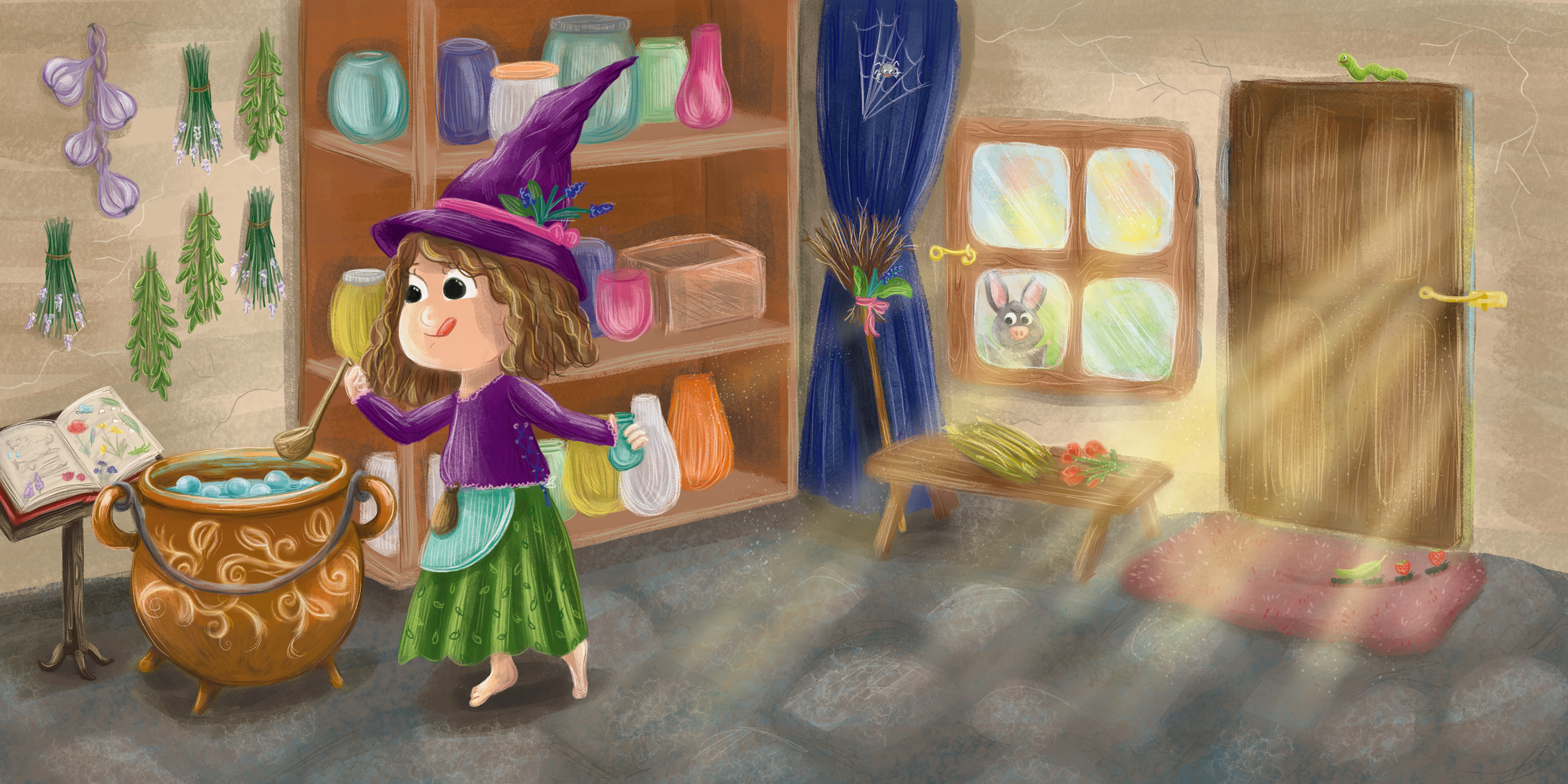 "Magiczny eliksir Czarownicy Felicji" ilustracje Kama Towcik