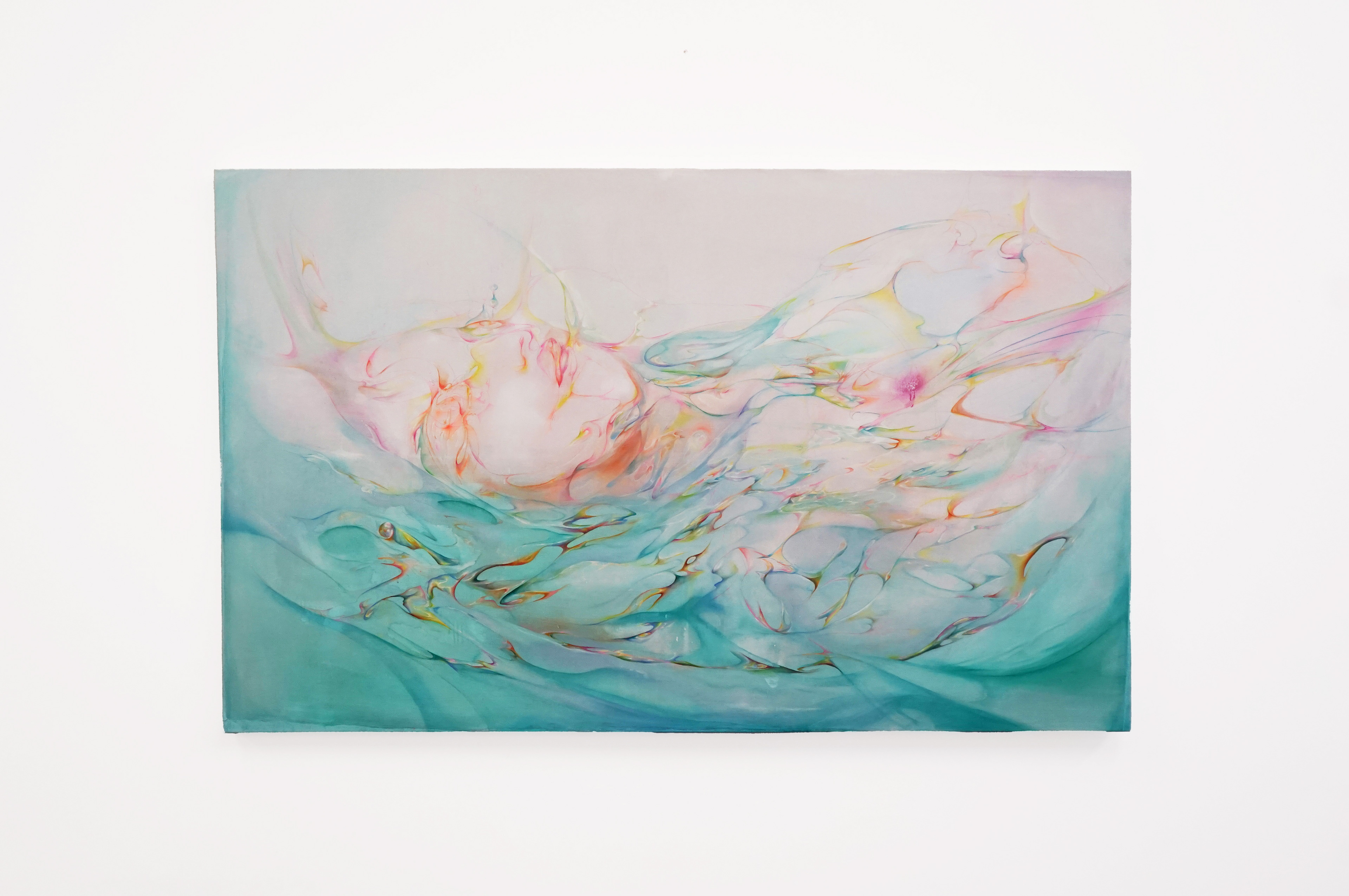 'Ophelia', colour pencil and oil on linen, 100 × 162 cm