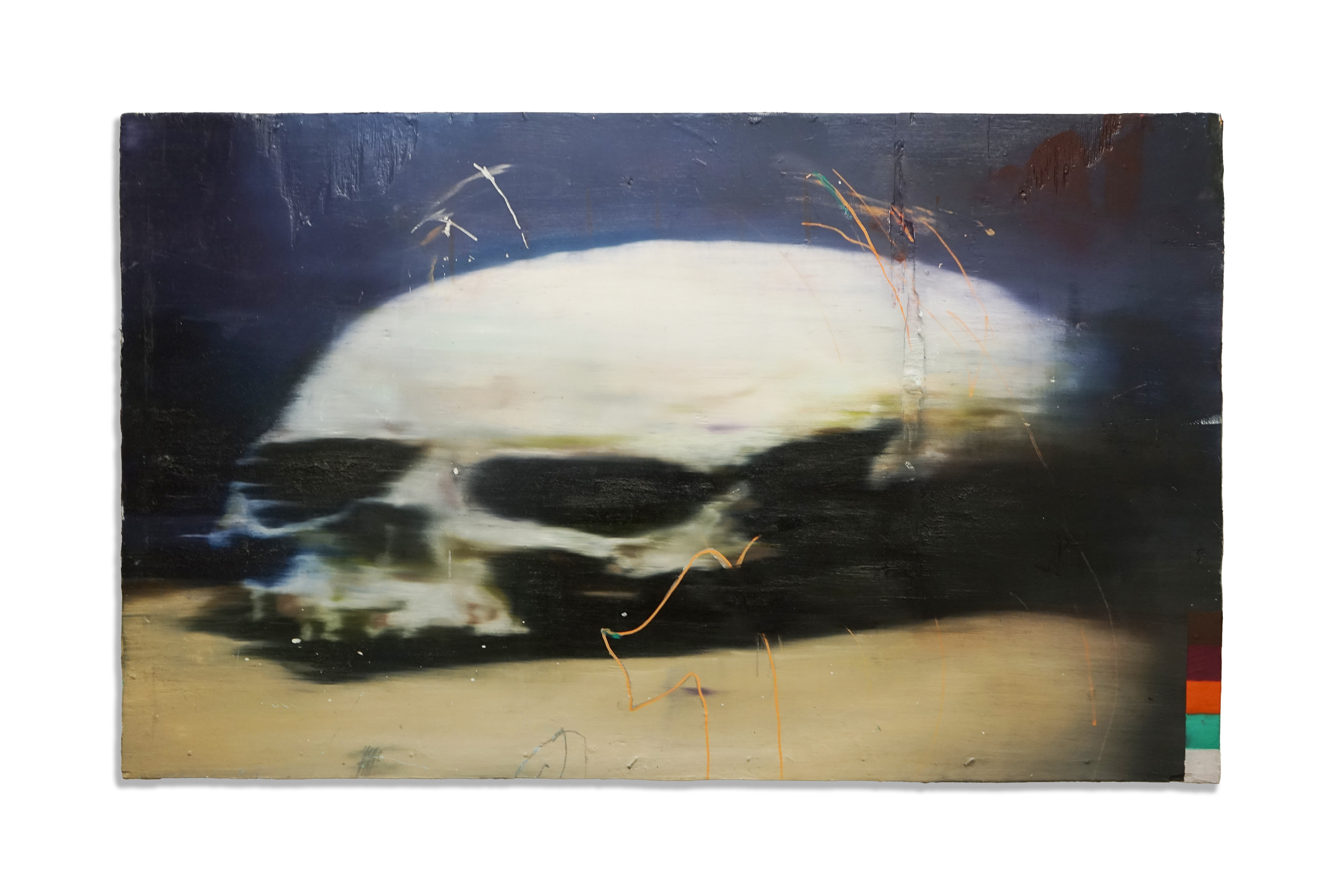 SKULL WITH PANTONE,  Harry Hugo Little, Oil on  wooden panel, 100 x 62 cm, 2026