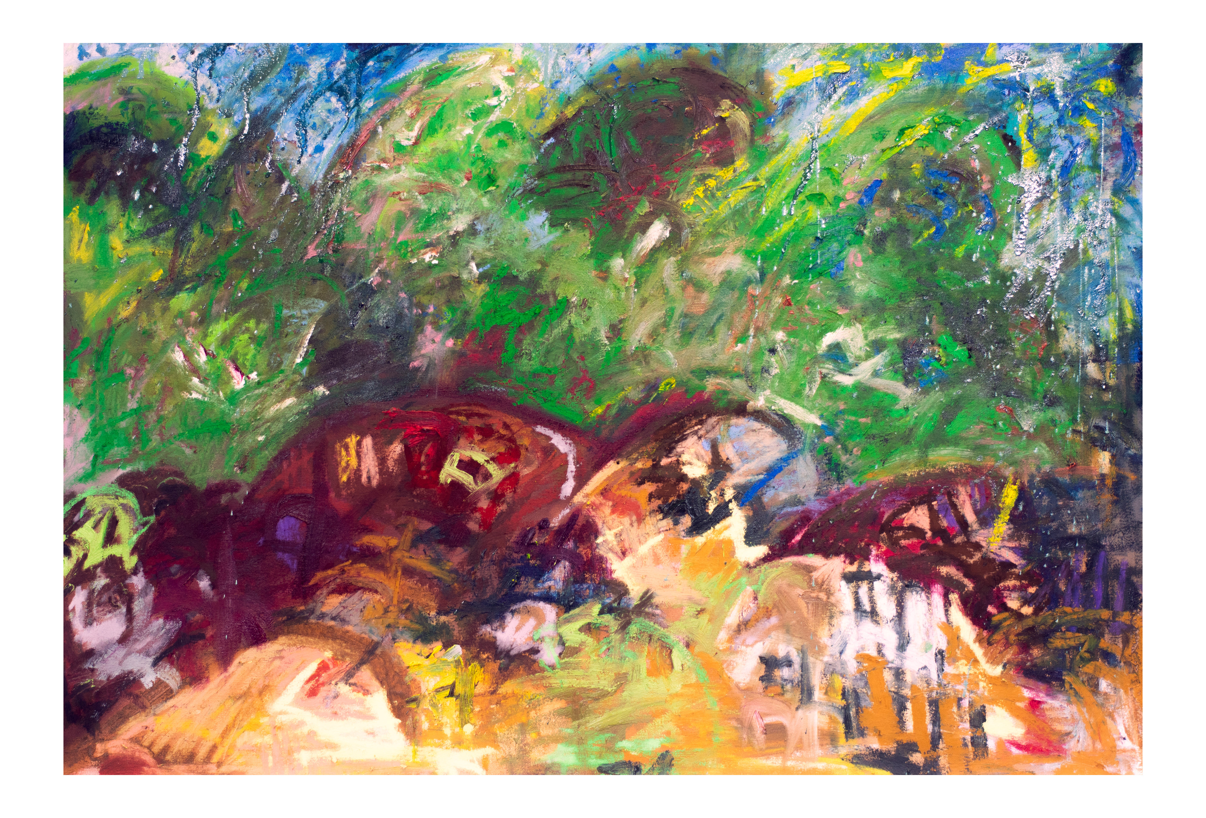 'Windswept Thoughts in Perpetuity', Oil, Acrylic, Chak Pastel, Oil Pastel on canvas 80 x 90 cm